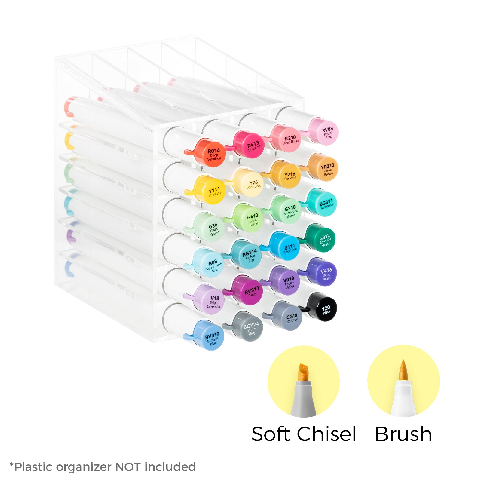 Ohuhu Honolulu² S 24 Basic Colors Dual Soft Tips Alcohol Art Markers. Brush & Soft Chisel