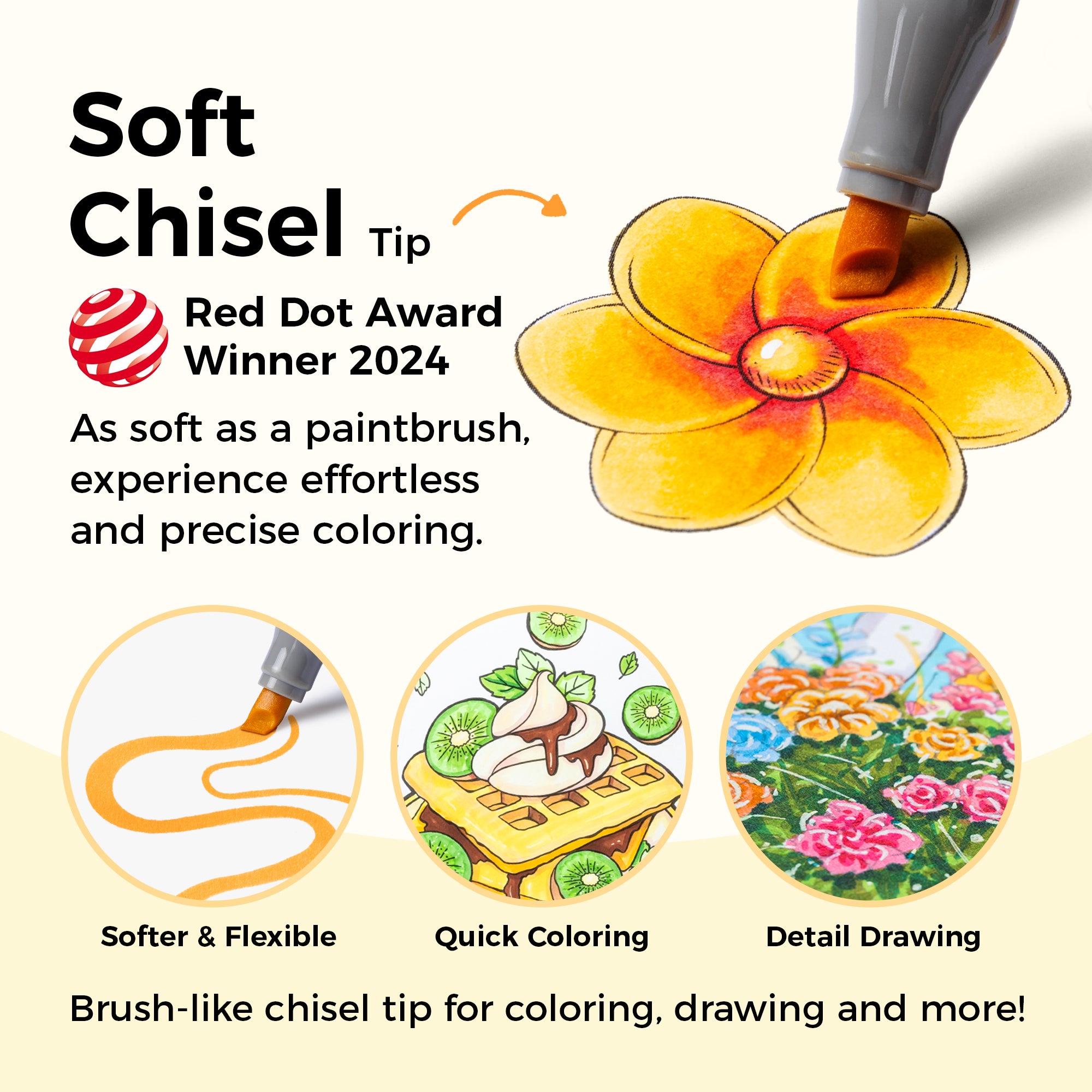 Ohuhu Honolulu² S 24 Basic Colors Dual Soft Tips Alcohol Art Markers. Brush & Soft Chisel - Image 4