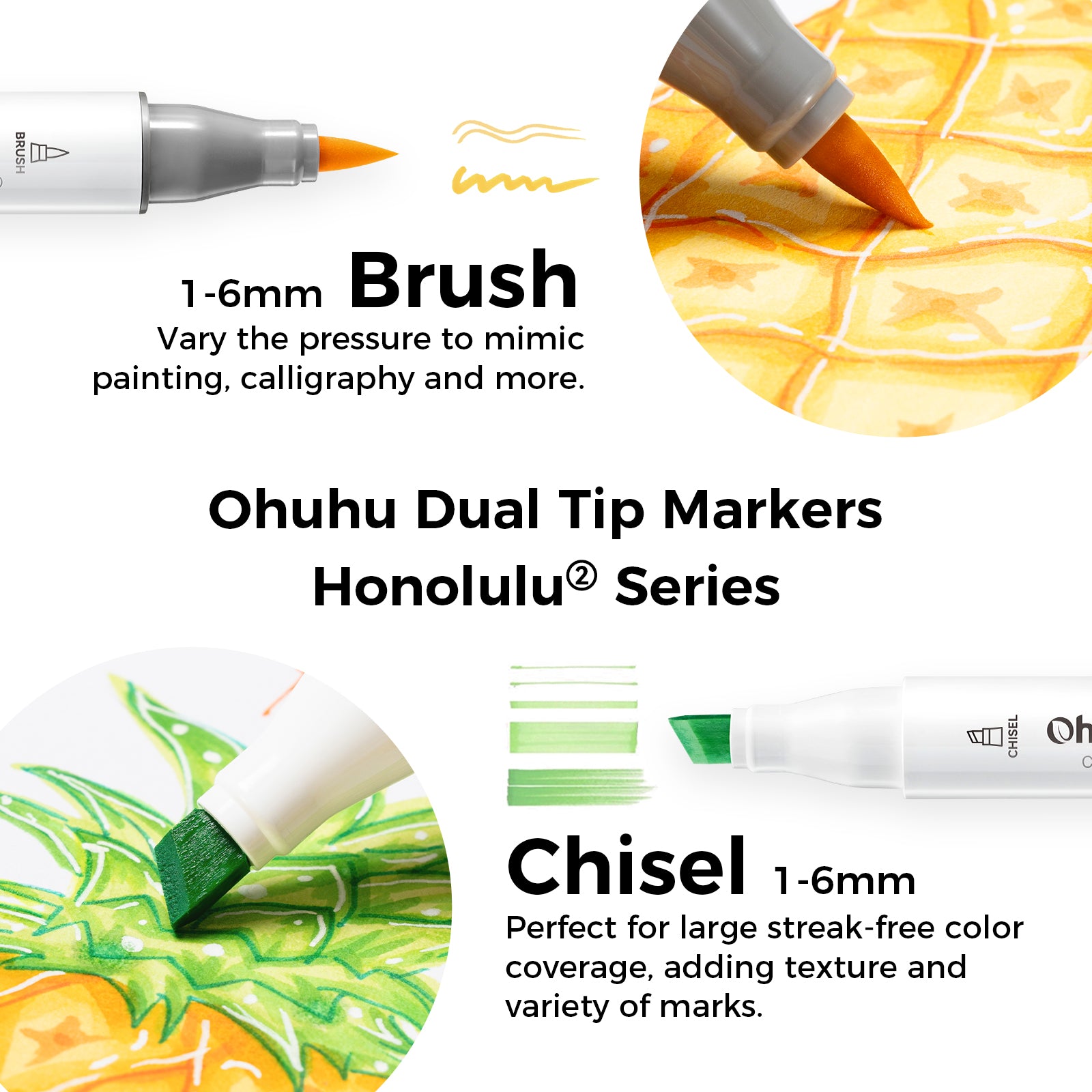 Ohuhu Honolulu² 24 Basic Colors Dual Tips Alcohol Art Markers - Image 6