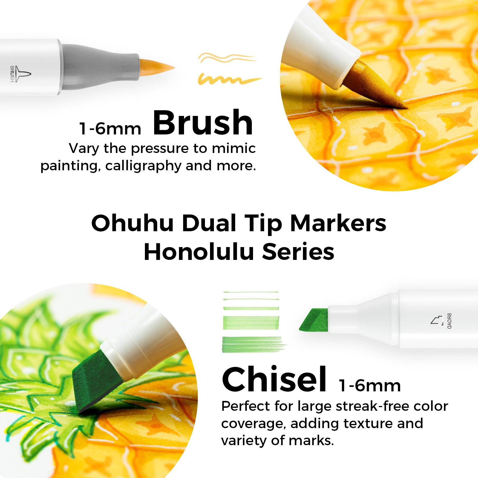 Ohuhu Honolulu 168 Colors Dual Tips Alcohol Art Markers (New Color Codes) - Image 13