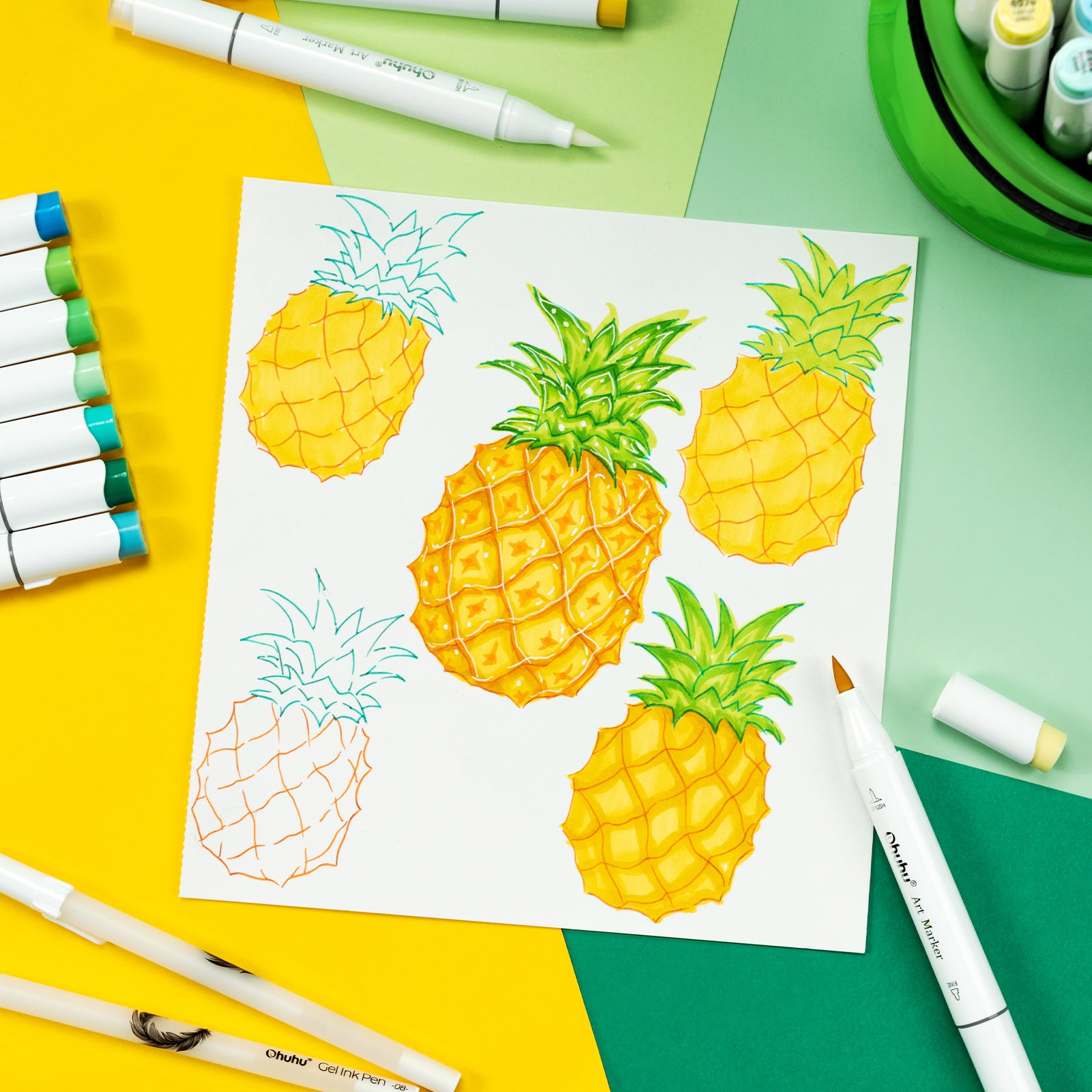 Ohuhu Honolulu 168 Colors Dual Tips Alcohol Art Markers (New Color Codes) - Image 9