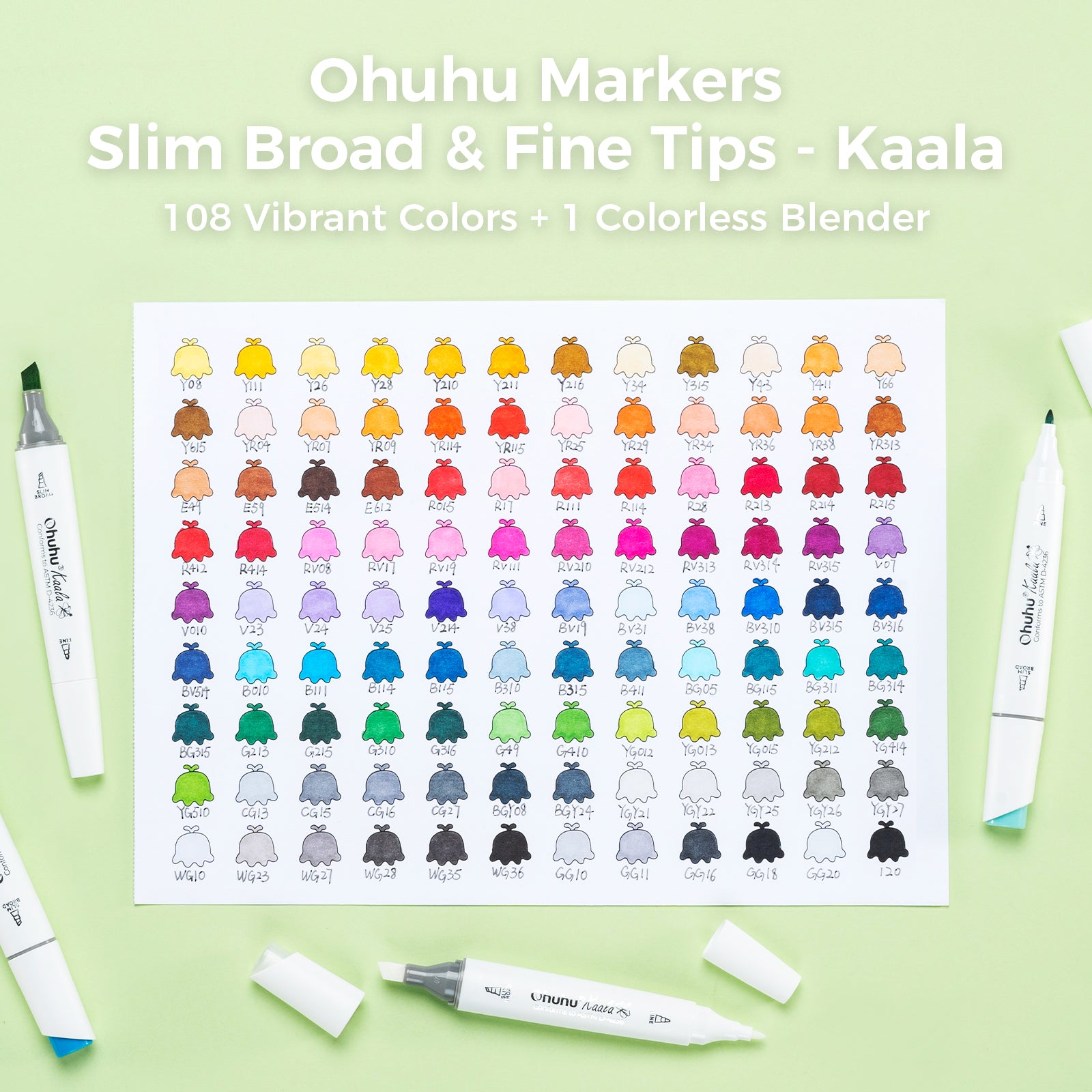 Ohuhu Kaala Dual Tips Alcohol Art Markers- 108 Colors - Image 5