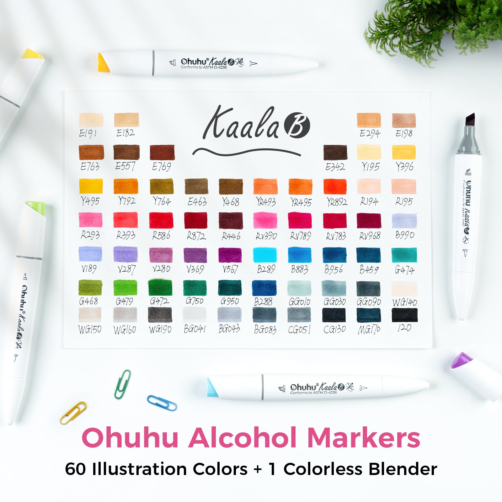Ohuhu Kaala B Dual Tips Alcohol Art Markers. Slim Broad & Mini Brush - Image 8