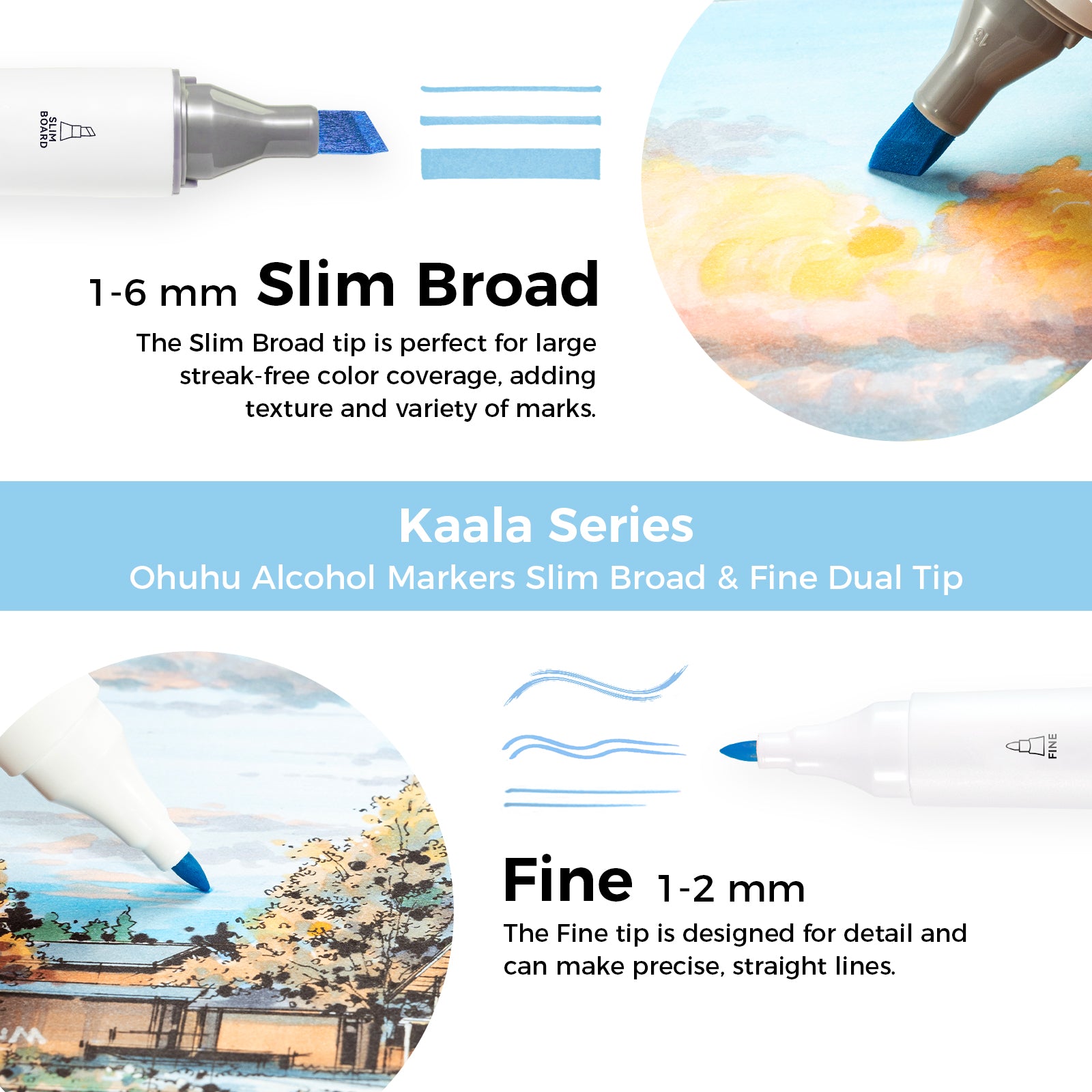 Ohuhu Kaala Dual Tips Alcohol Art Markers- 60 Colors Landscape Tone - Image 20