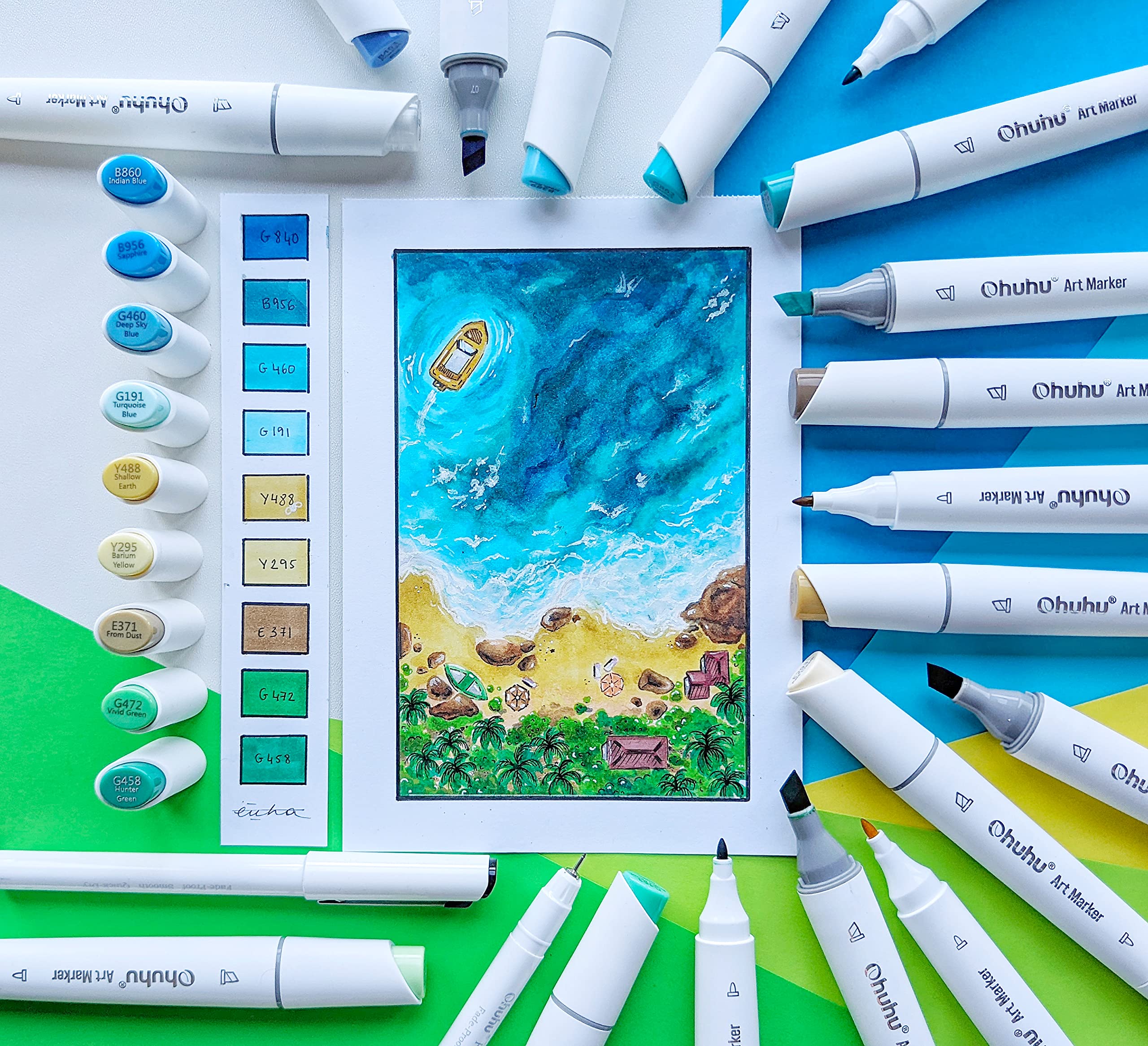 Ohuhu Kaala Dual Tips Alcohol Art Markers- 60 Colors Landscape Tone - Image 6