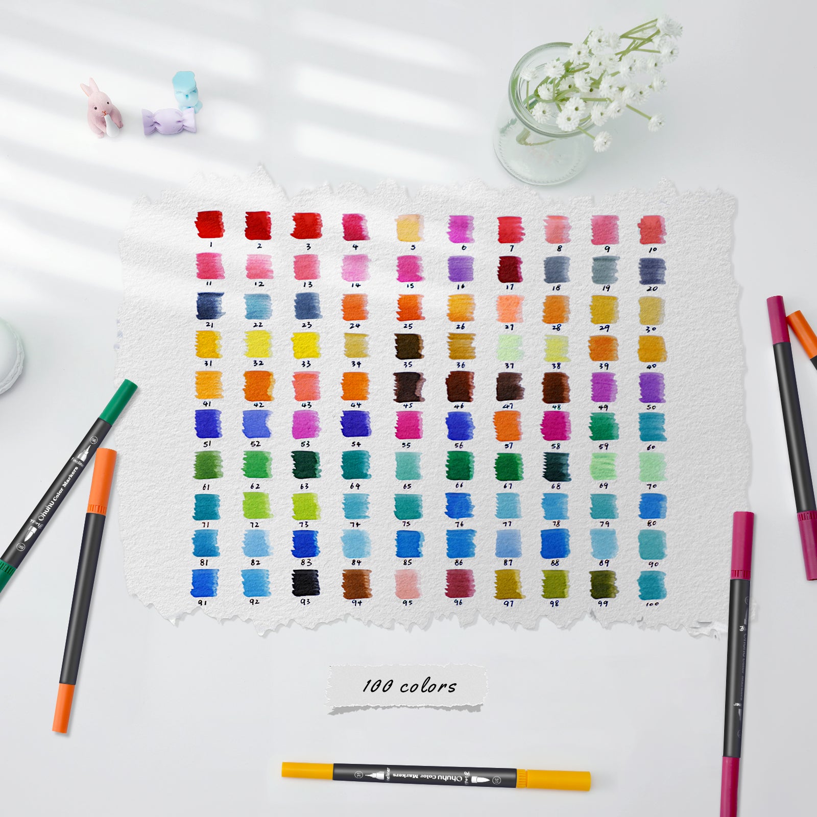 Ohuhu Maui 100 Colors Dual Tips Water Based Art Markers. Brush & Fineliner - Image 4