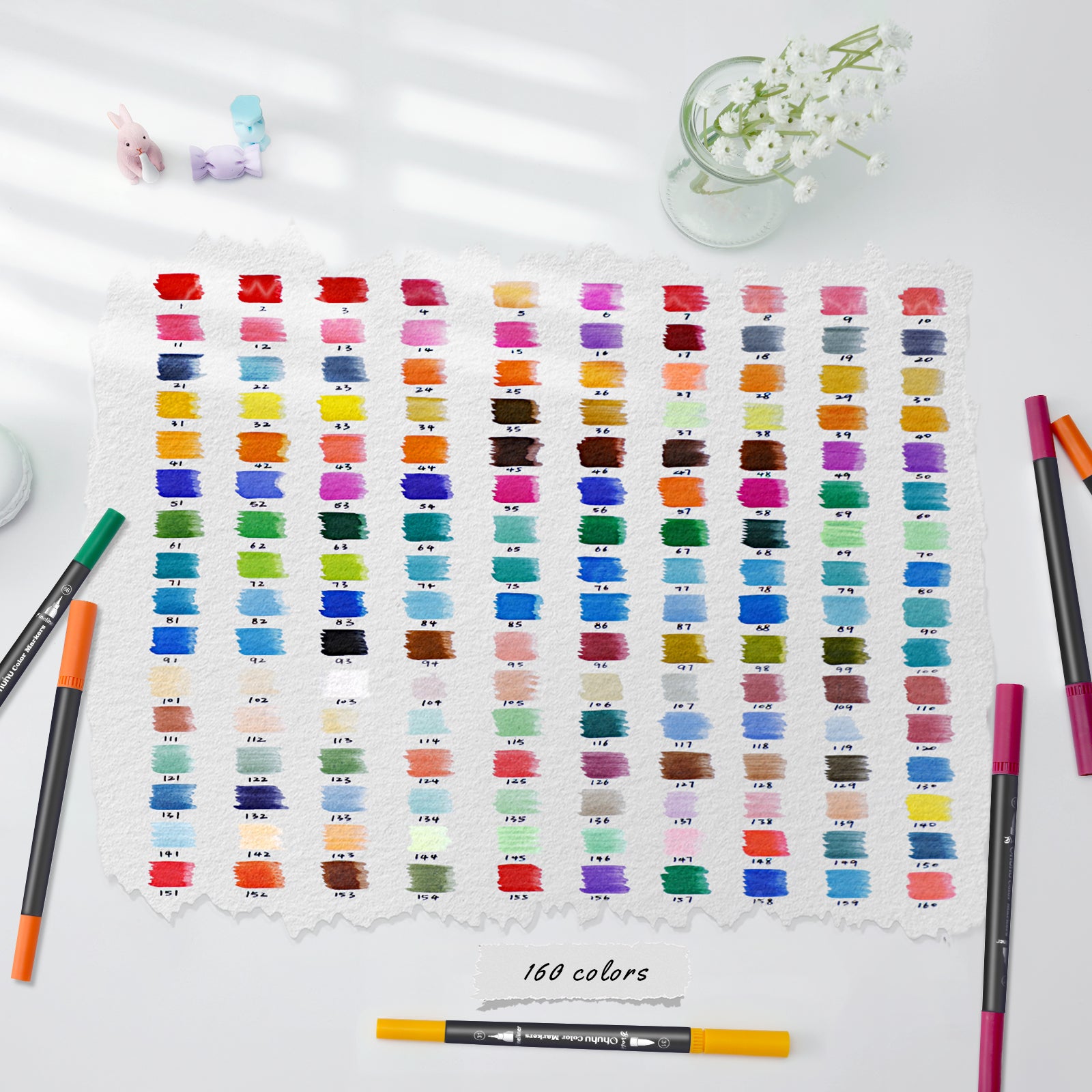 Ohuhu Maui 160 Colors Dual Tips Water Based Art Markers. Brush & Fineliner - Image 4