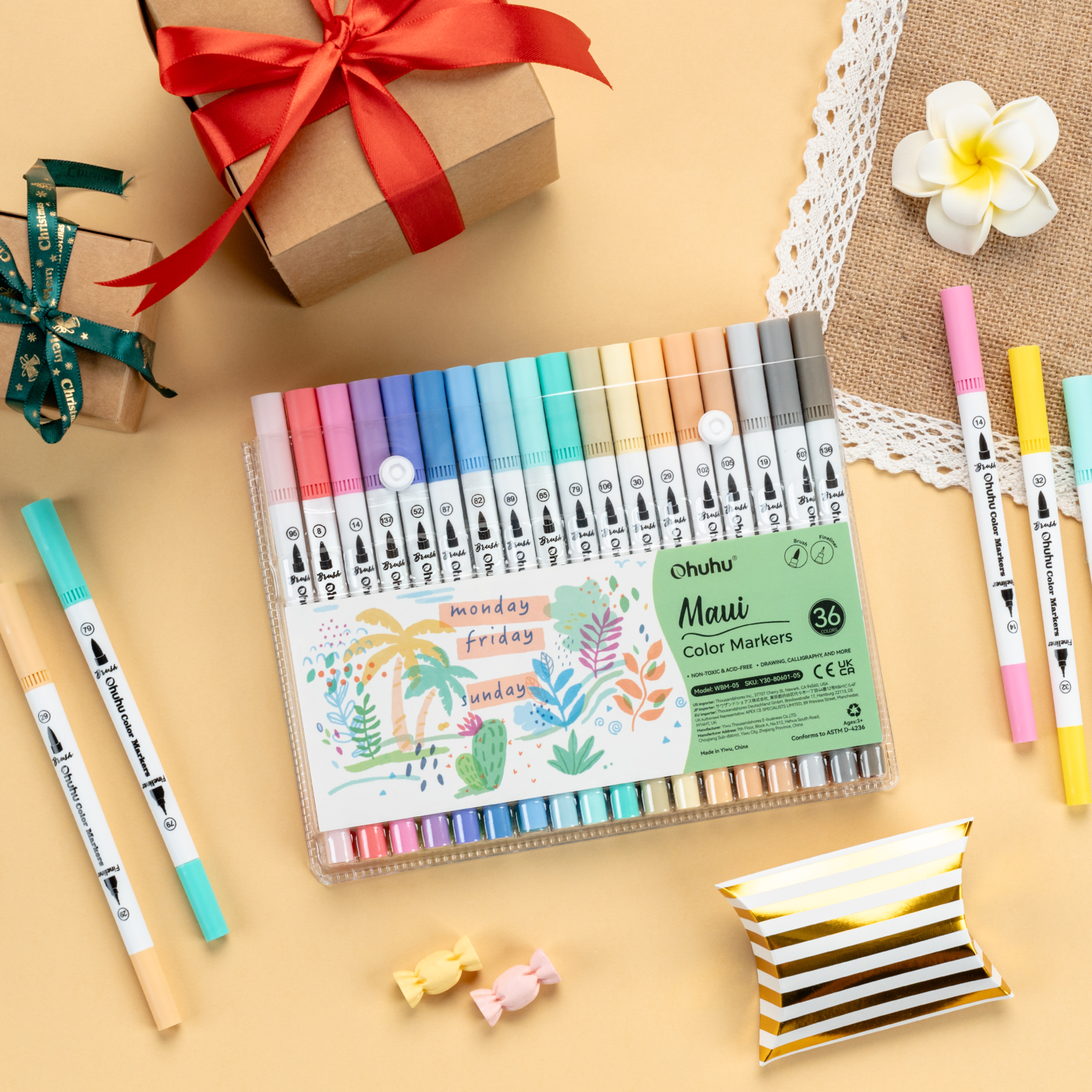 Ohuhu Maui 36 Colors Dual Tips Water Based Art Markers. Brush & Fineliner - Image 11