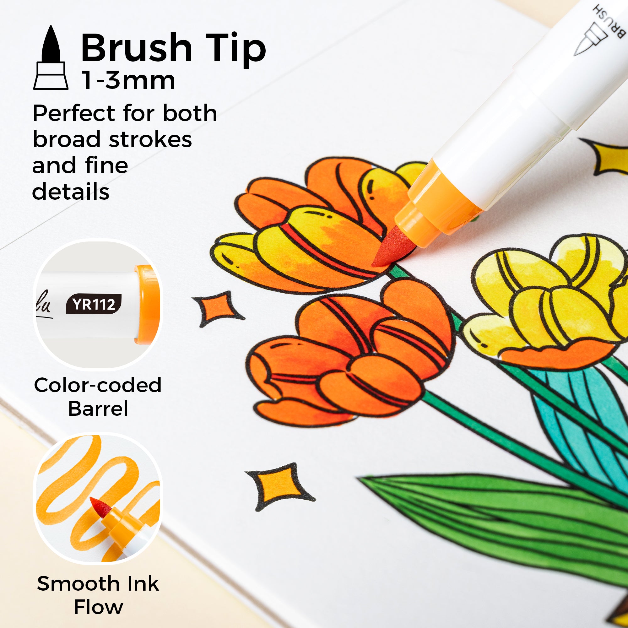 Ohuhu 12 Colors Mini Alcohol Markers Brush Tip - Nalu Travel Coloring Kit - Image 7