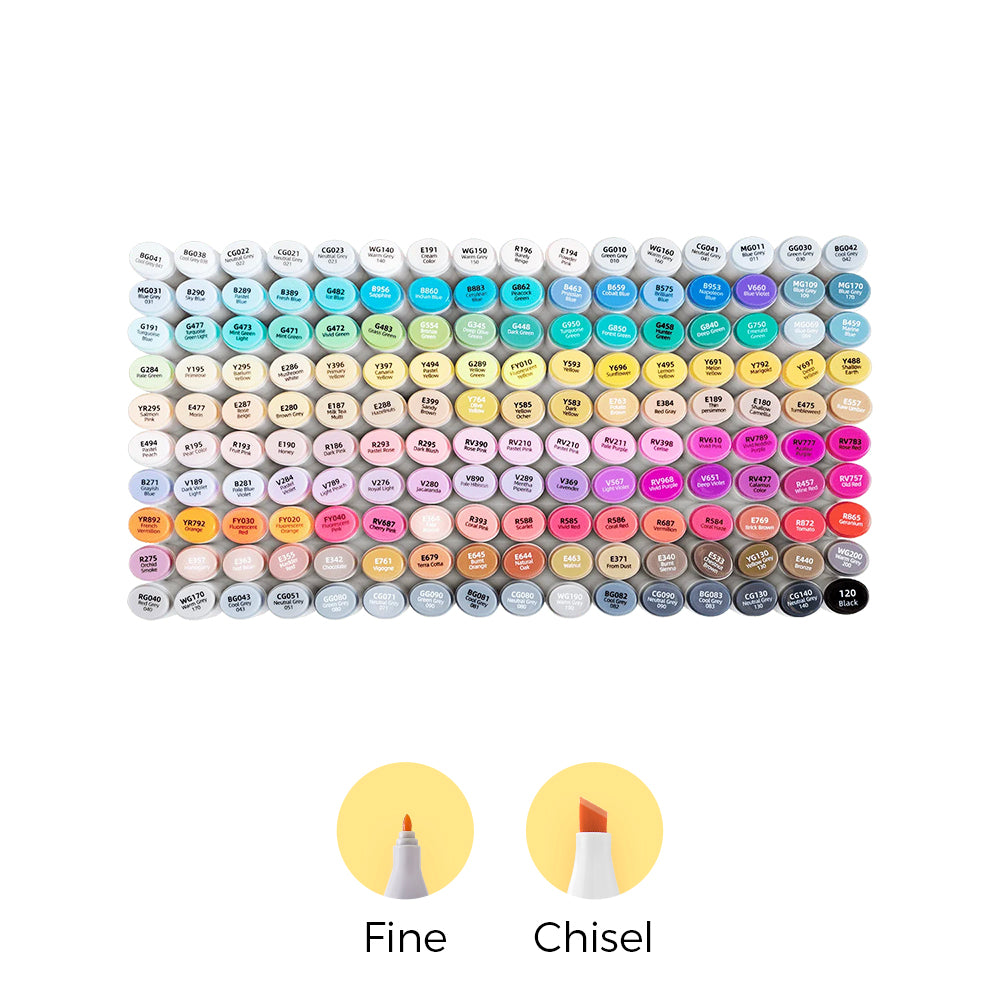 Ohuhu Oahu 160 Colors Dual Tips Alcohol Art Markers. Fine & Chisel