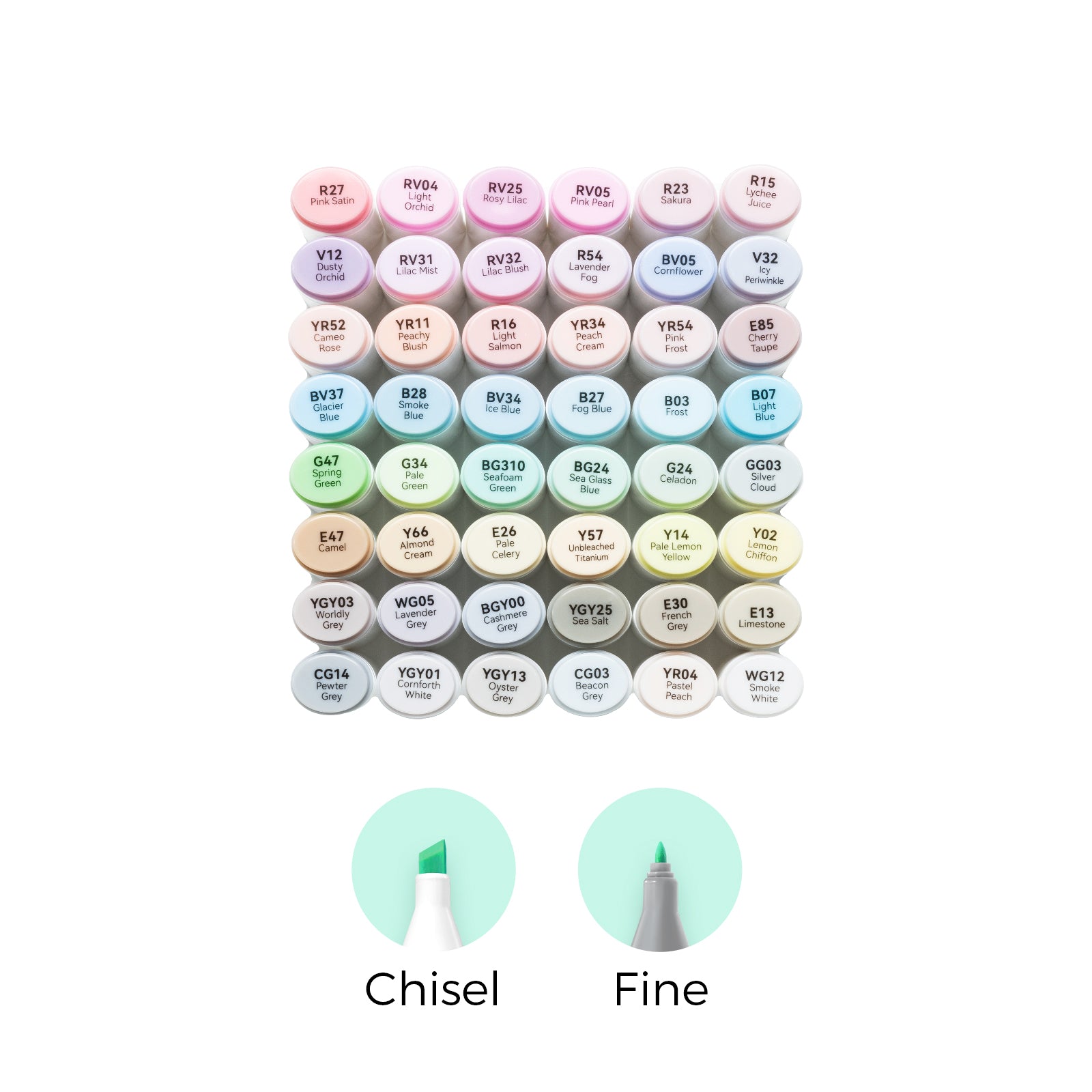 Ohuhu Oahu 48 Pastel Colors Dual Tips Alcohol Art Markers. Fine & Chisel (US Exclusive)