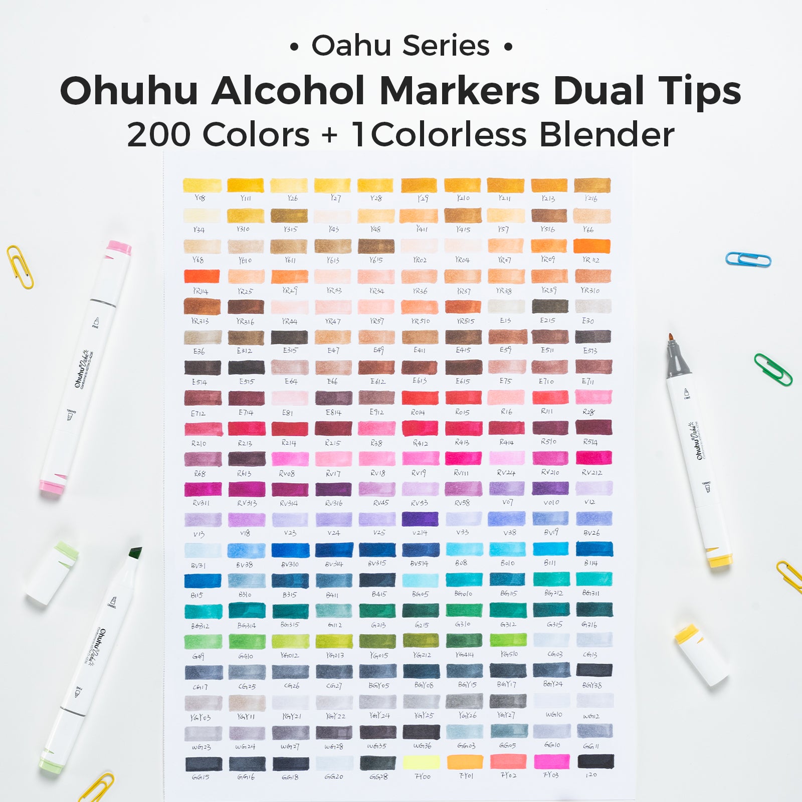 Ohuhu Oahu 200 Colors Dual Tips Alcohol Art Markers. Fine & Chisel - Image 5