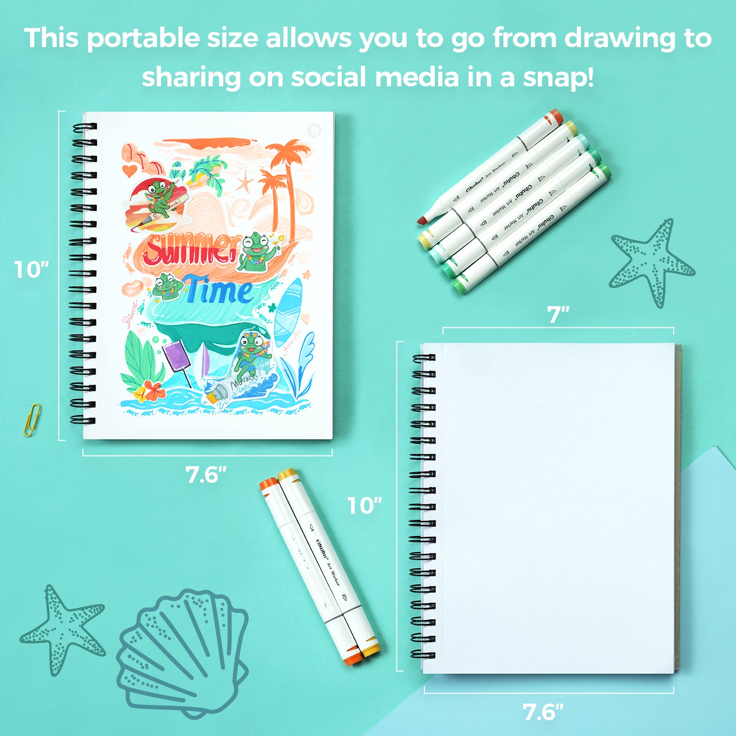 Ohuhu Bleedproof Double-Sided Marker Pad. Spiral-Bound - Image 13