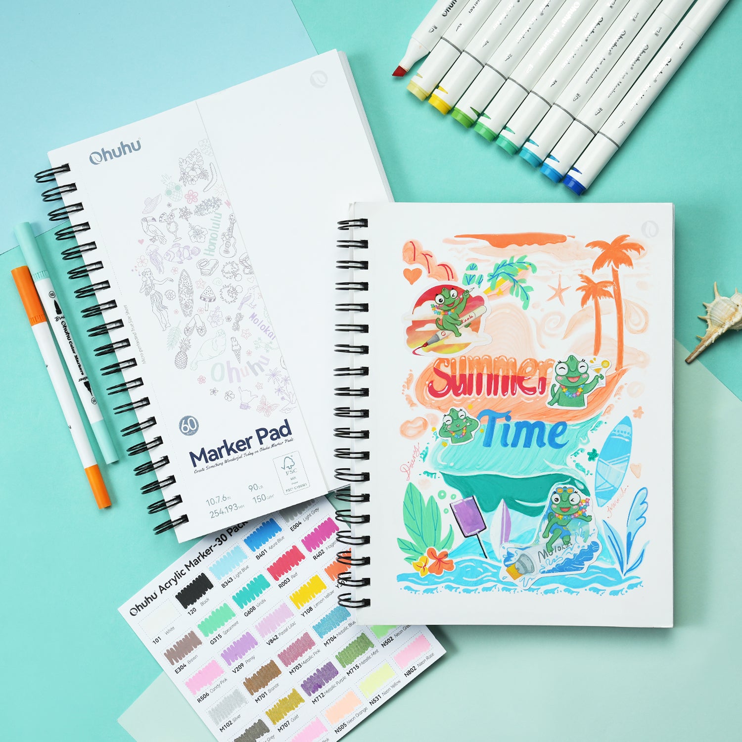 Ohuhu Bleedproof Double-Sided Marker Pad. Spiral-Bound - Image 17