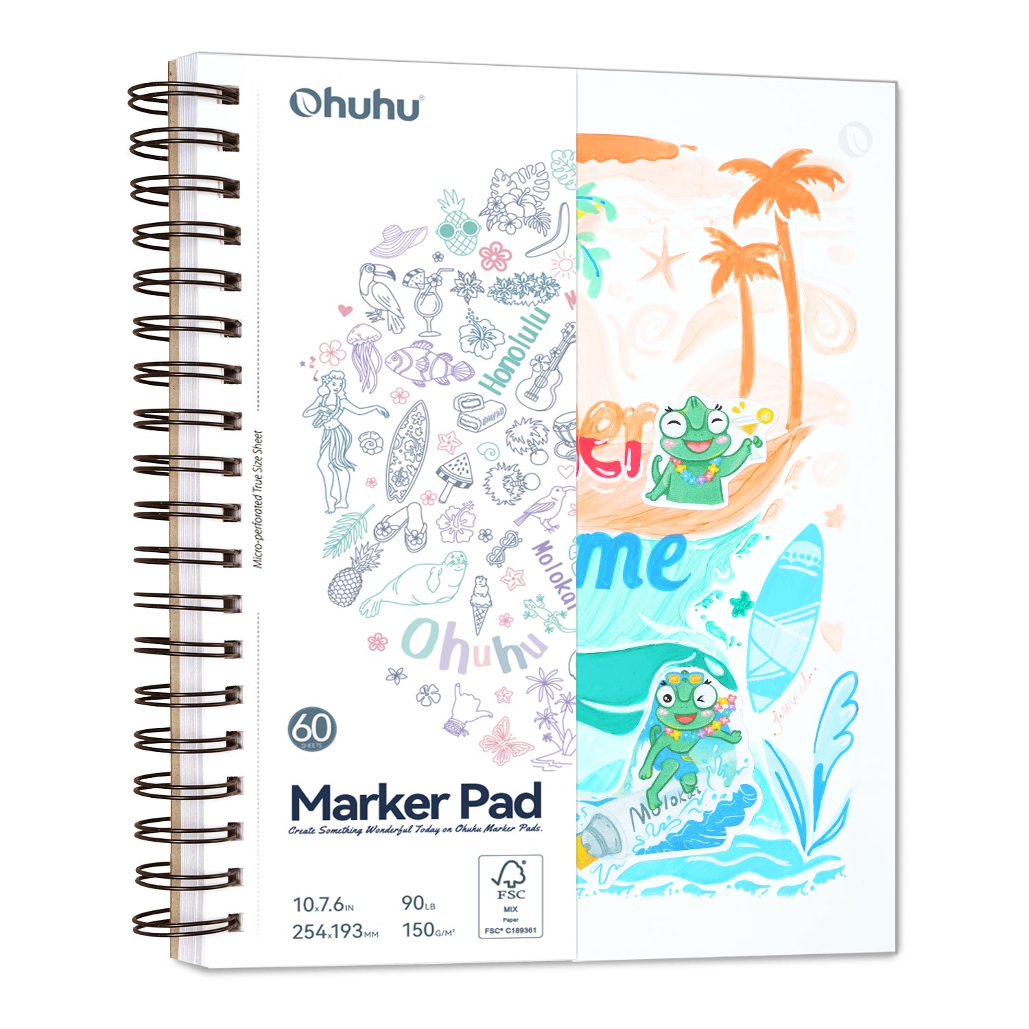Ohuhu Bleedproof Double-Sided Marker Pad. Spiral-Bound - Image 6