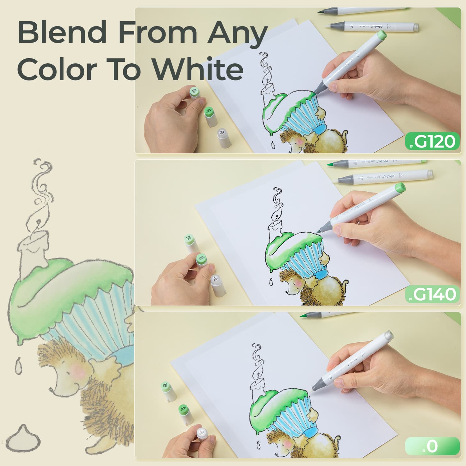 Ohuhu Honolulu Colorless Blender Marker - Pack of 6 - Image 4
