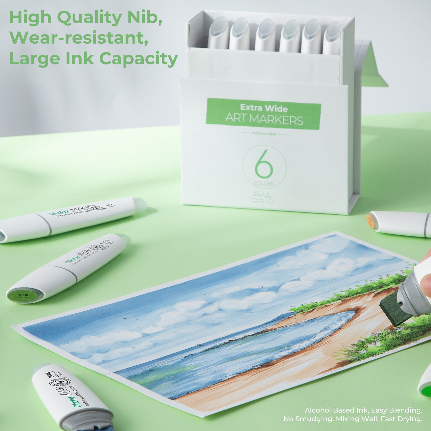 Ohuhu Molokai Four Tones Extra-wide Tip Alcohol Art Markers - Image 4