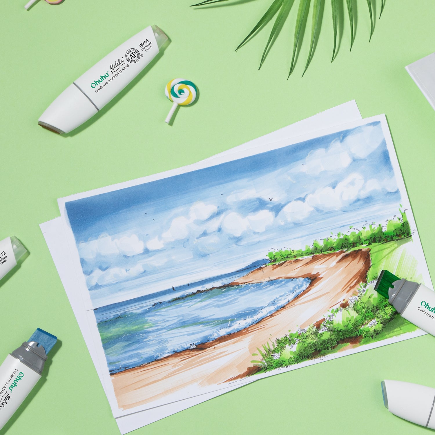 Ohuhu Molokai Four Tones Extra-wide Tip Alcohol Art Markers - Image 6