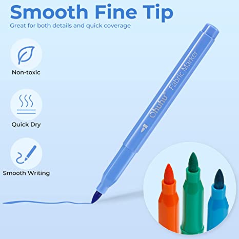 Ohuhu Fabric 30 Color Markers Permanent for Clothes - Image 3