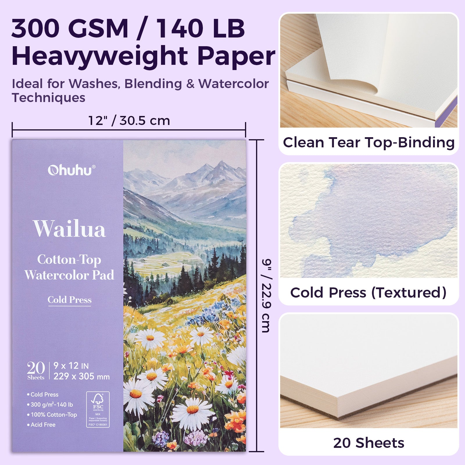 Ohuhu Wailua Cotton-Top Watercolor Pad - Image 2
