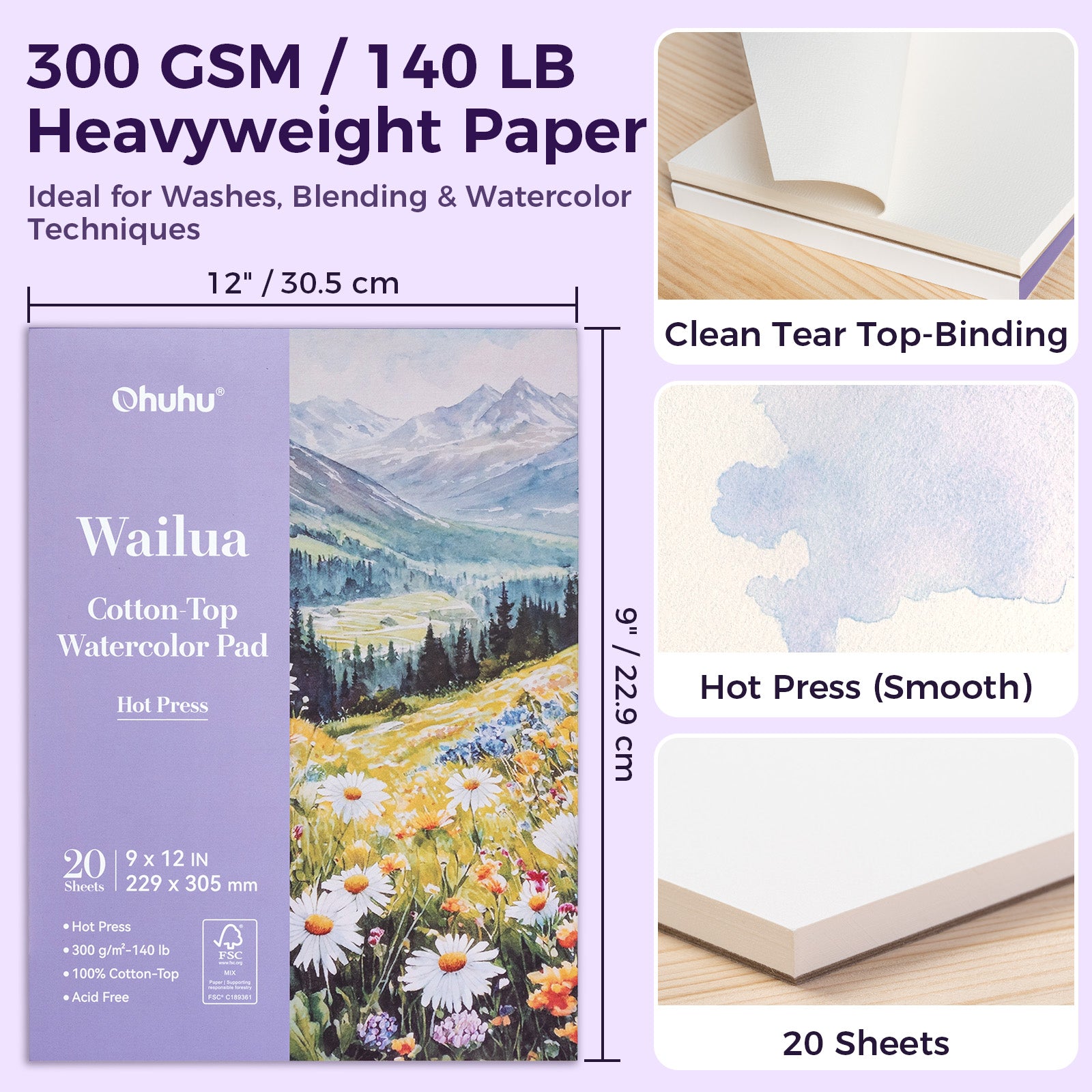 Ohuhu Wailua Cotton-Top Watercolor Pad - Image 13