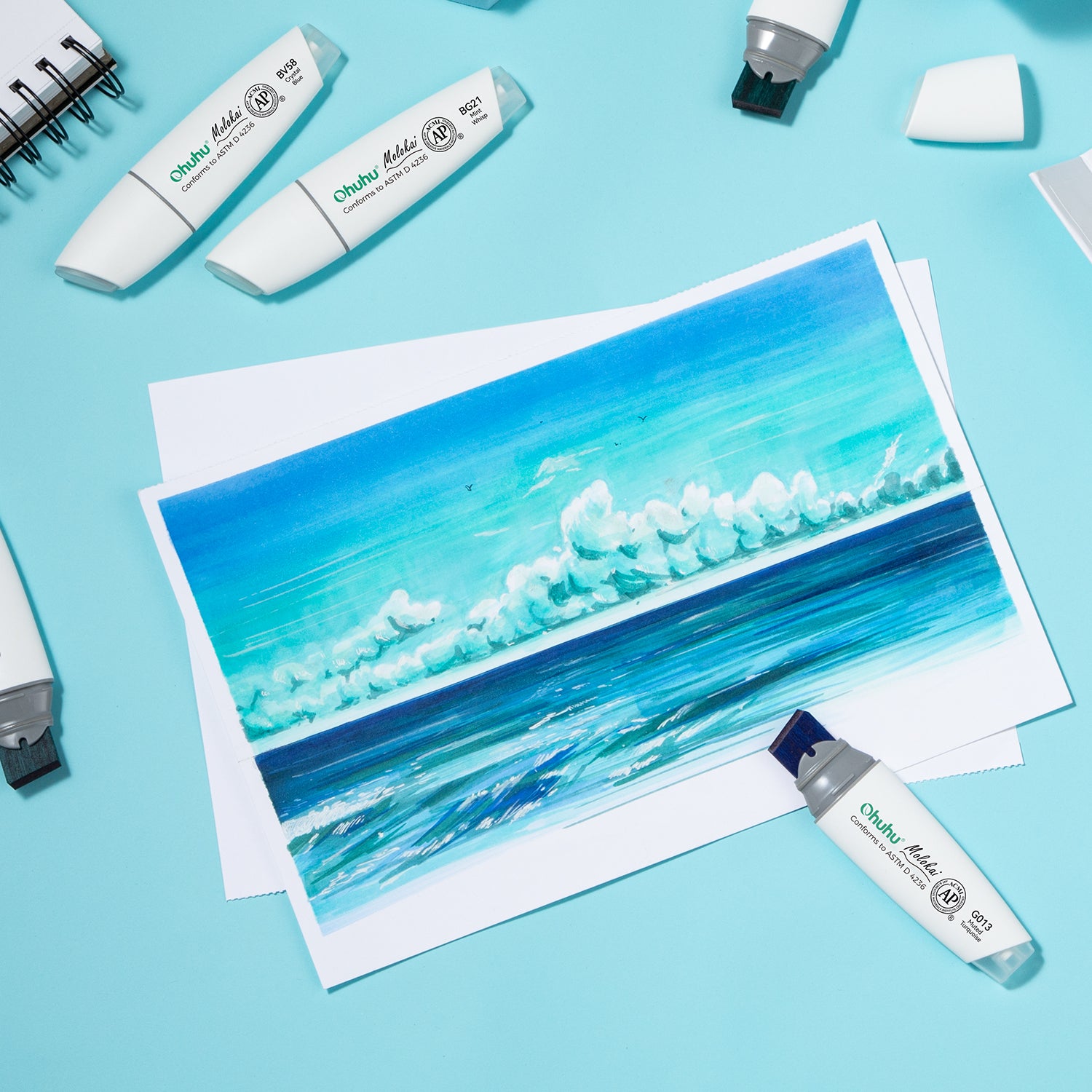 Ohuhu Molokai Four Tones Extra-wide Tip Alcohol Art Markers - Image 18