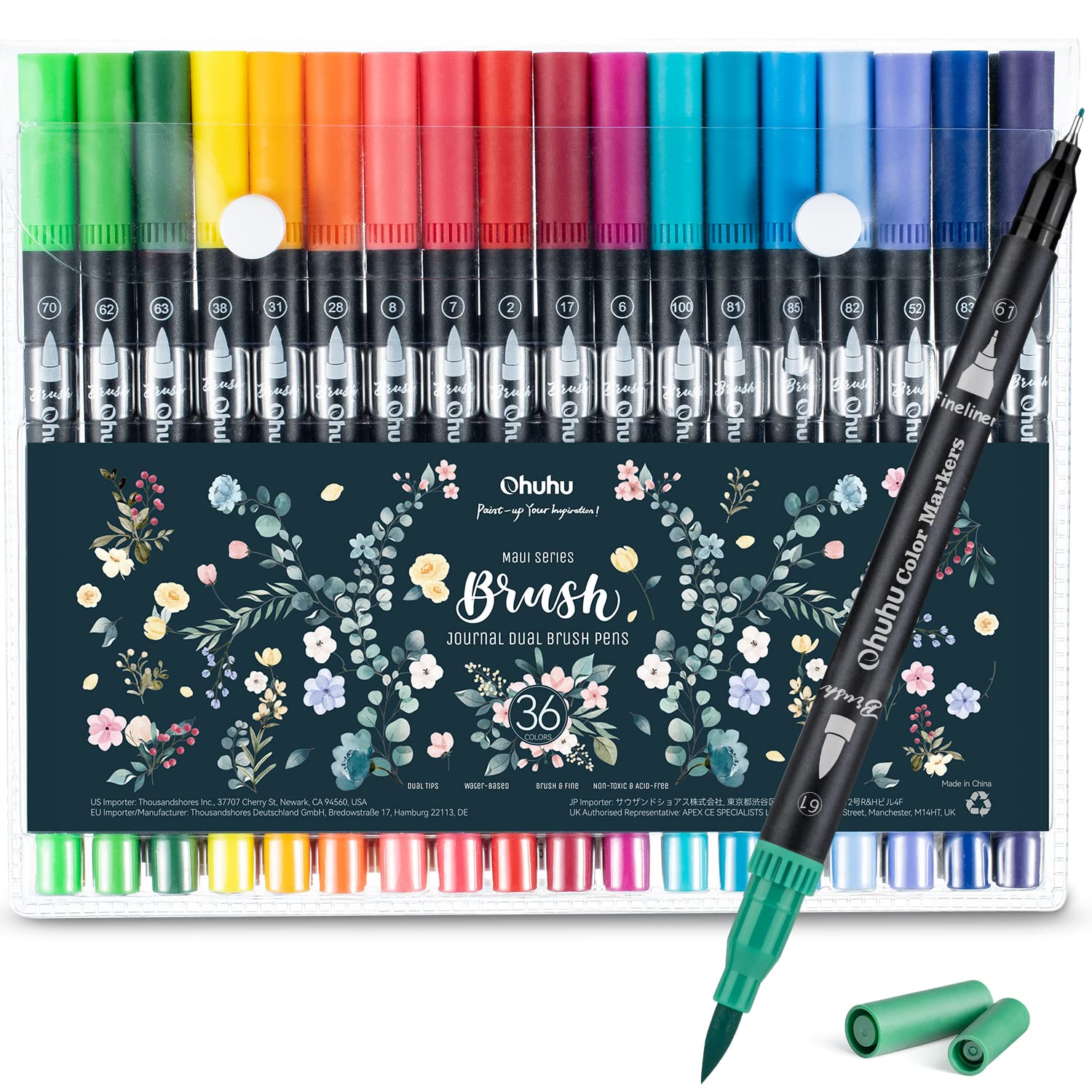 Ohuhu Maui 36 Colors Dual Tips Water Based Art Markers. Brush & Fineliner - Image 5