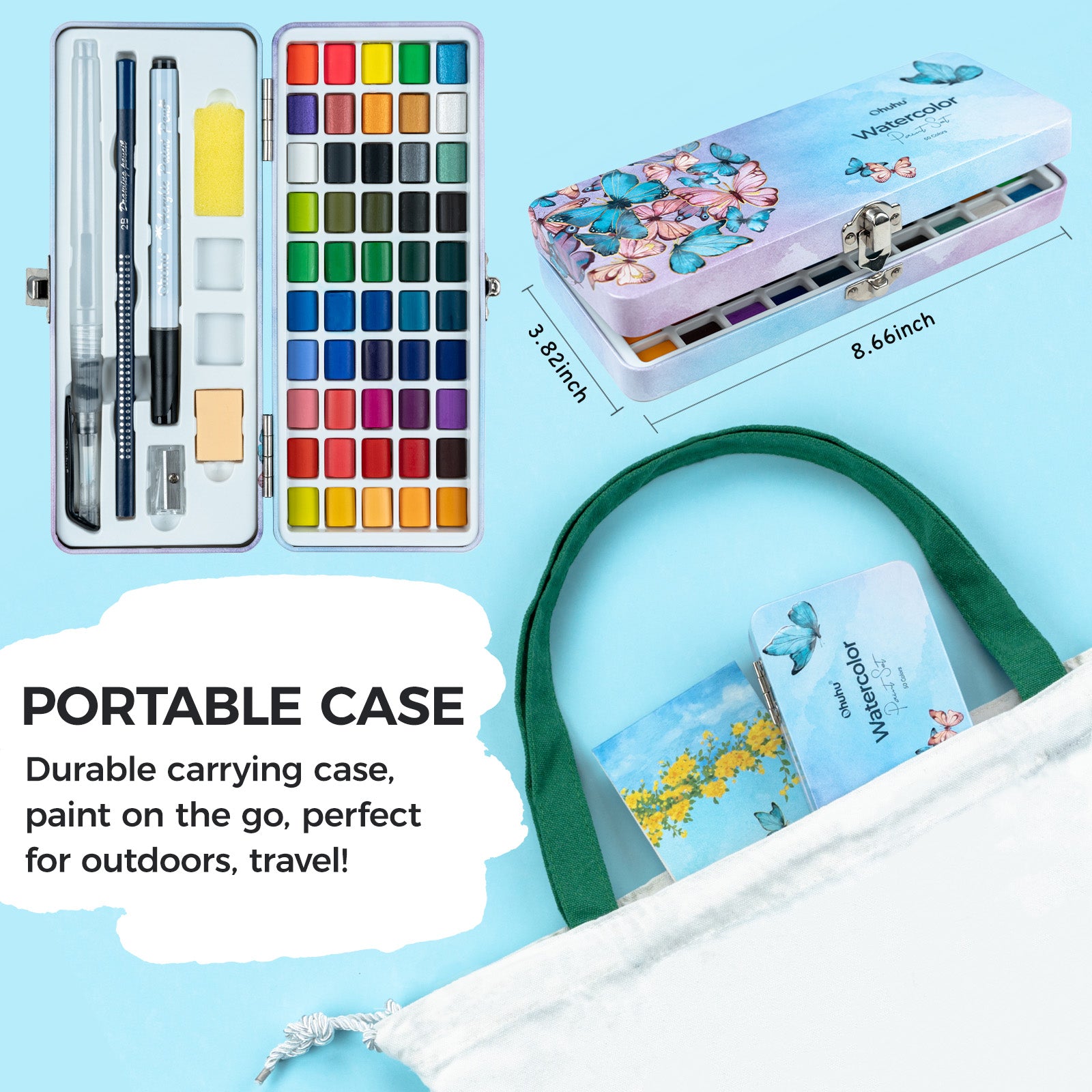 Ohuhu 50 Colors Portable Watercolor Paint Set - Image 8