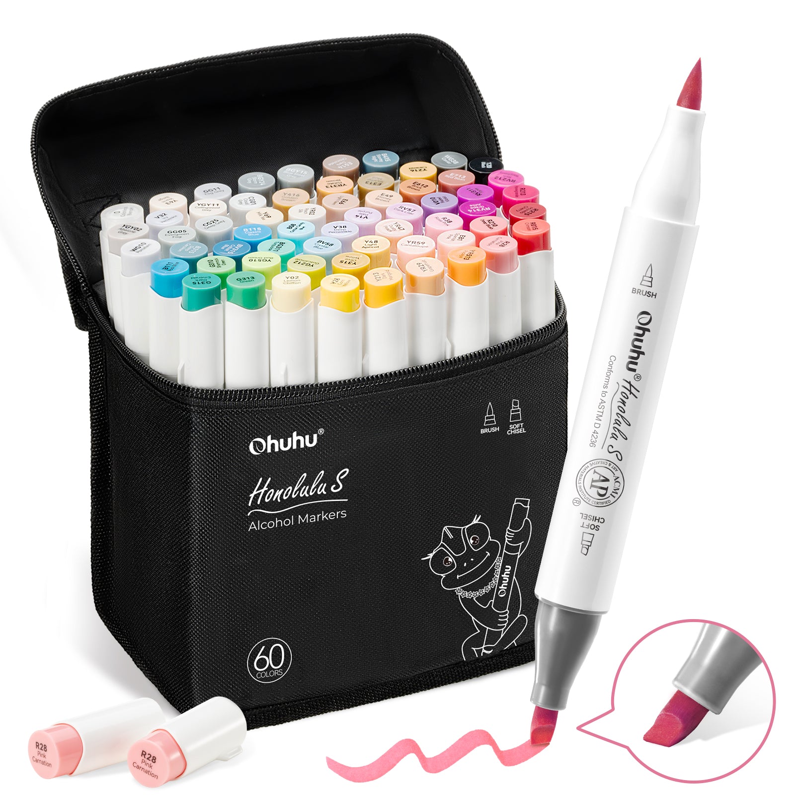 Ohuhu Honolulu S 60 Illustration Tone Colors Dual Soft Tips Alcohol Art Markers. Brush & Soft Chisel - Image 10
