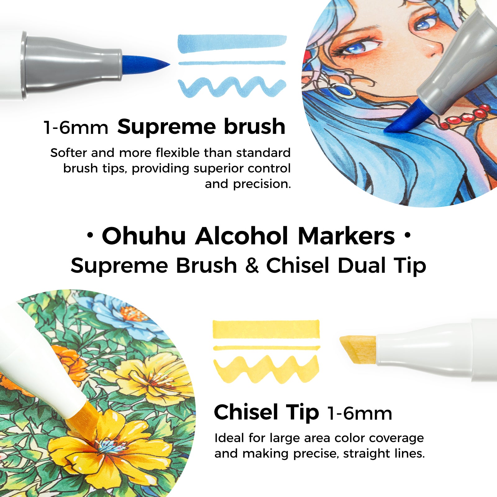 Ohuhu Honolulu Plus Series Supreme Rubber Brush Tip Markers - Image 13