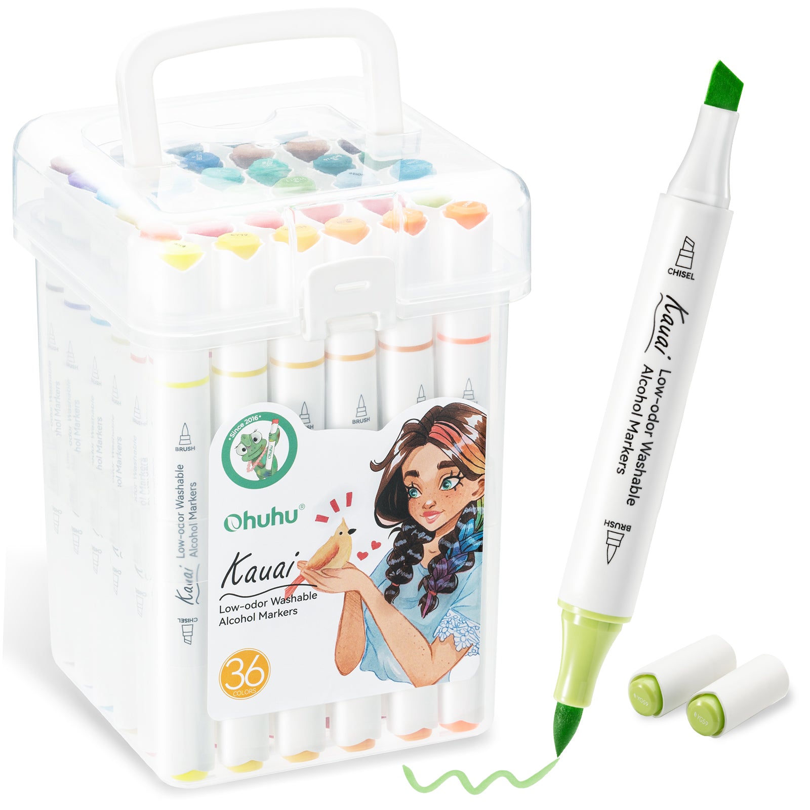 Ohuhu Kauai 36 Colors Dual Tips Low-odor Washable Alcohol Art Markers - Image 9