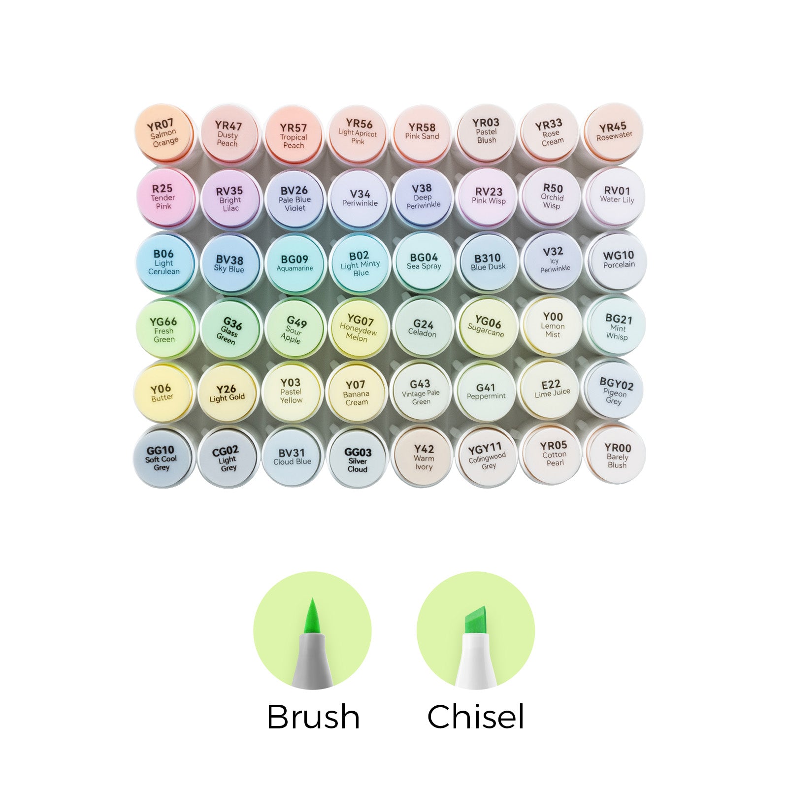 Ohuhu Honolulu New 48 Pastel Colors Dual Tips Alcohol Art Markers - Blossoming (New Color Codes) - Image 2