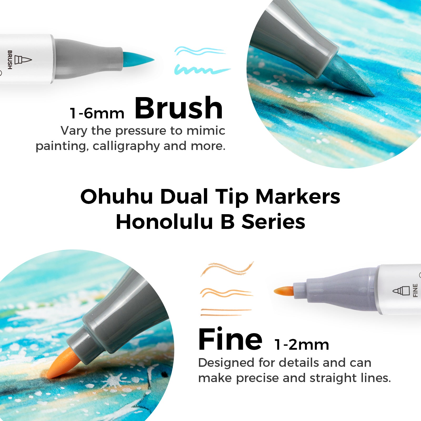 Ohuhu Honolulu New 48 Pastel Colors Dual Tips Alcohol Art Markers - Blossoming (New Color Codes) - Image 12