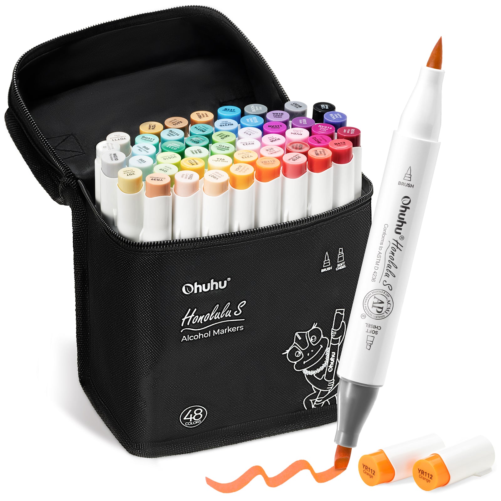 Ohuhu Honolulu S 48 Colors Dual Soft Tips Alcohol Art Markers. Brush & Soft Chisel - Image 9