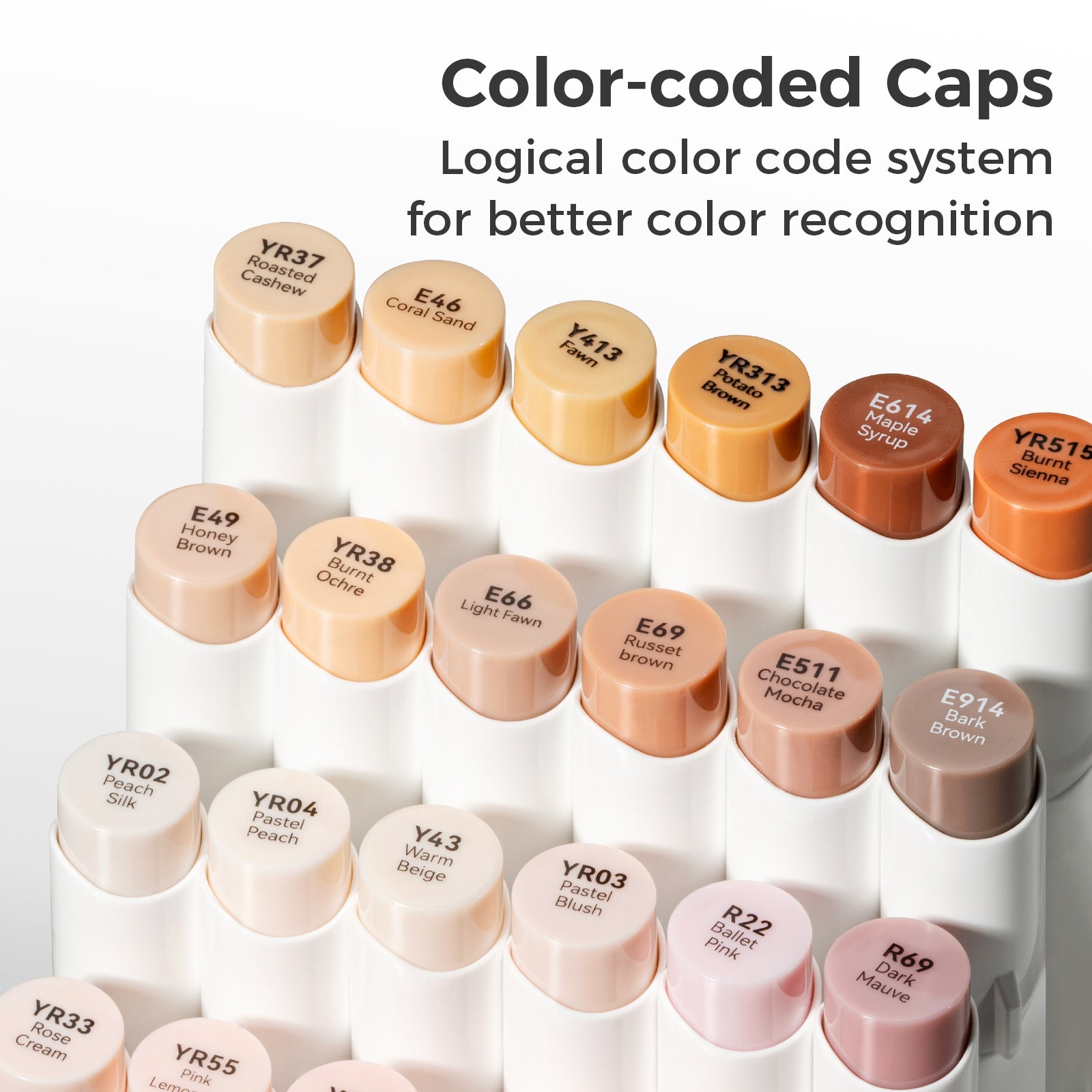 Ohuhu Honolulu S 24 Skin Tone Colors Dual Soft Tips Alcohol Art Markers. Brush & Soft Chisel - Image 8