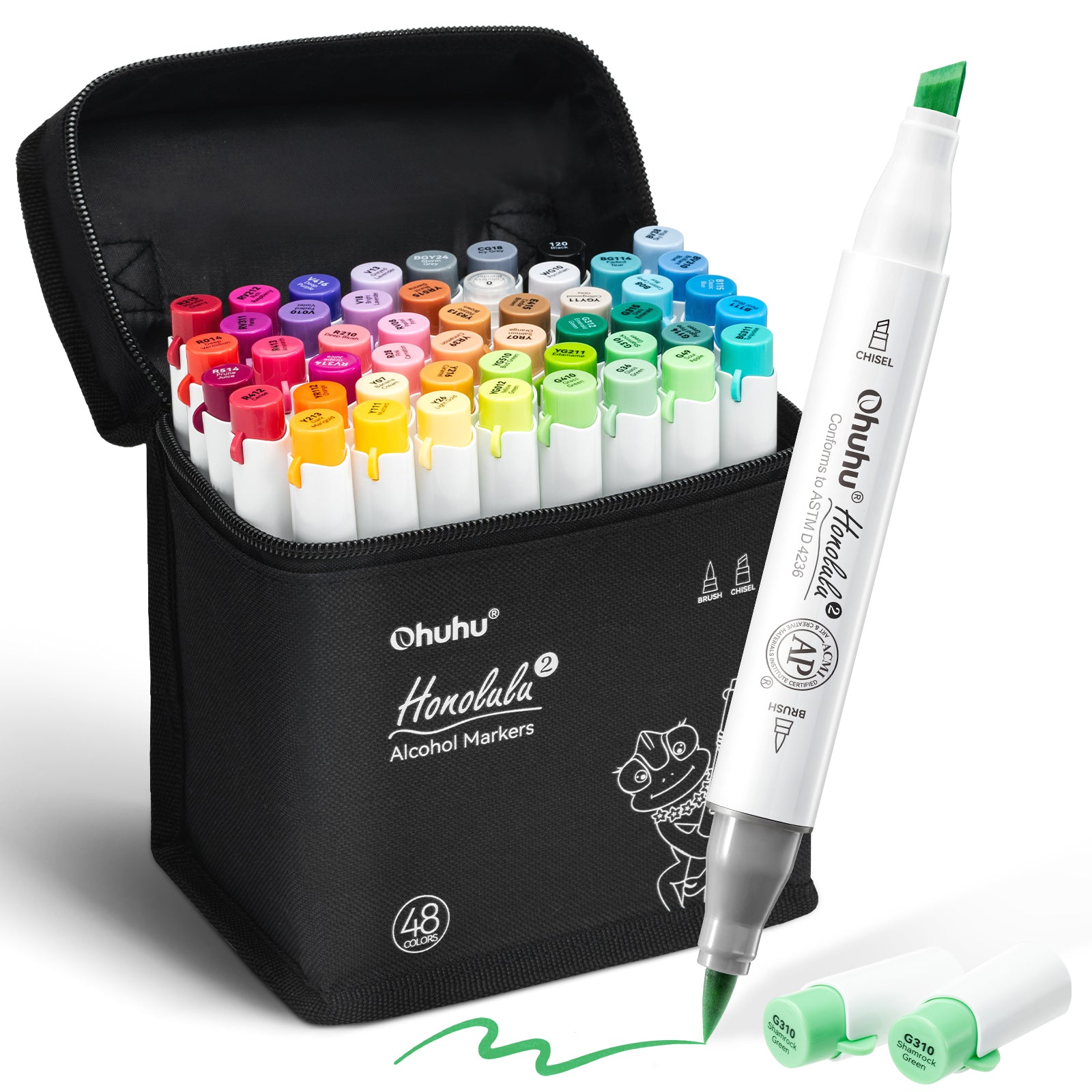 Ohuhu Honolulu² 48 Basic Colors Dual Tips Alcohol Art Markers - Image 8