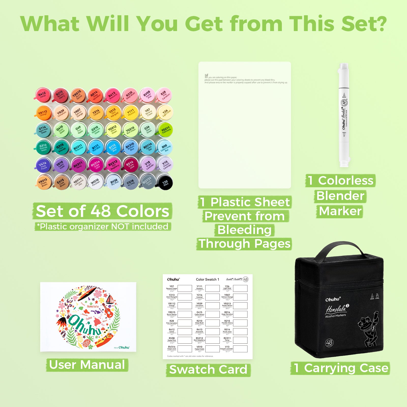 Ohuhu Honolulu² 48 Basic Colors Dual Tips Alcohol Art Markers - Image 14