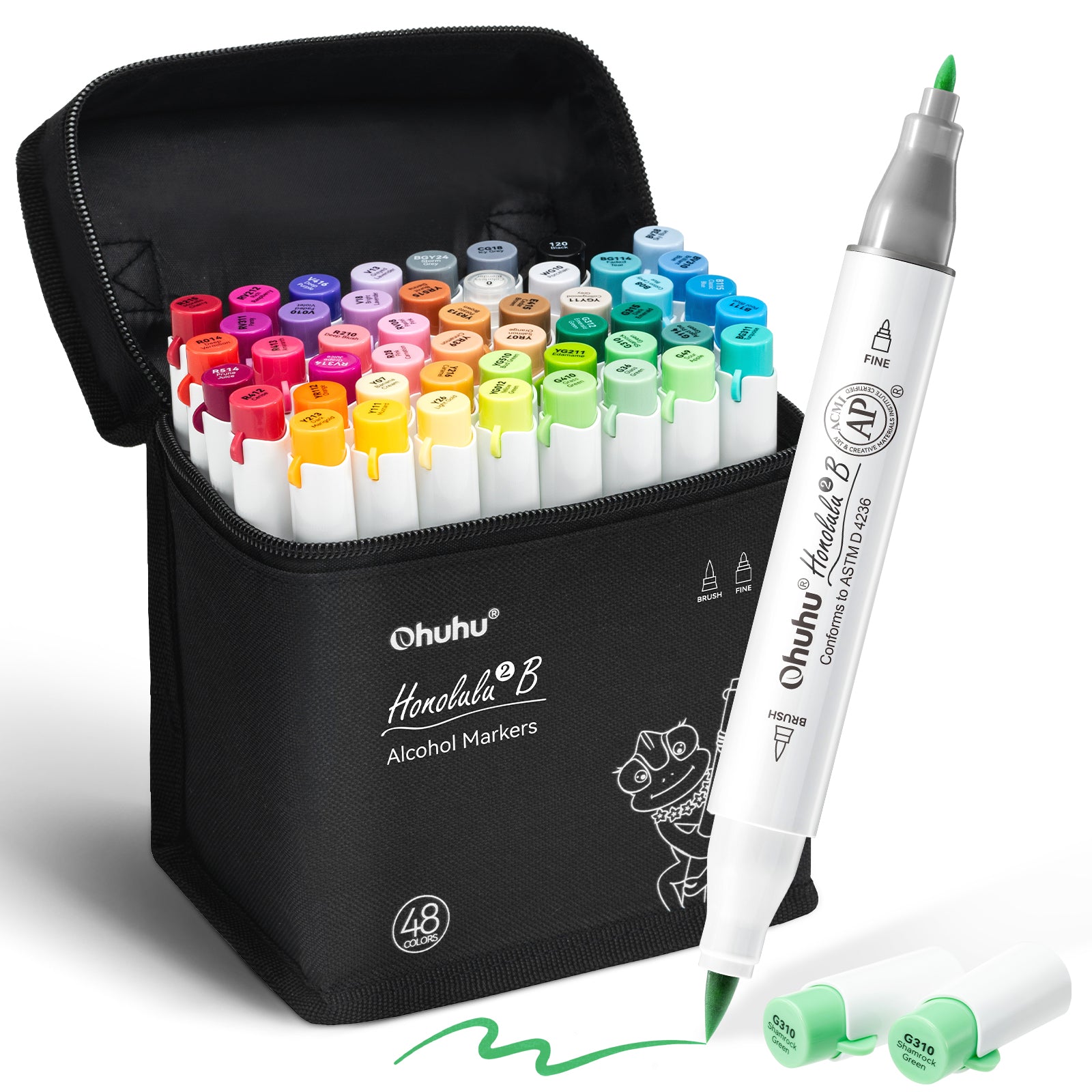 Ohuhu Honolulu² 48 Basic Colors Dual Tips Alcohol Art Markers - Image 9