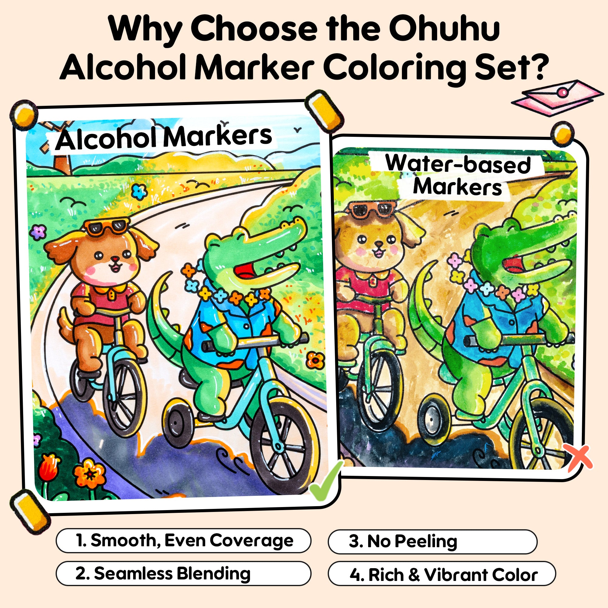 Ohuhu Honolulu B 48 Colors Alcohol Markers with Coloring Book - Image 7