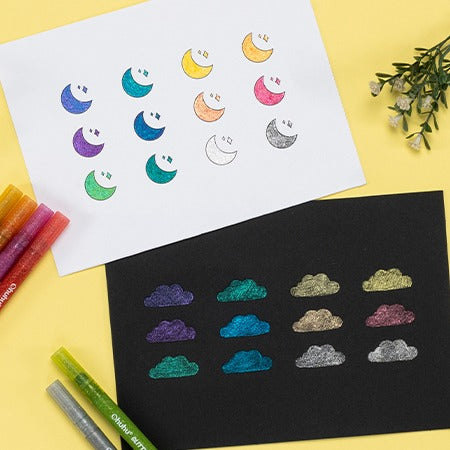 Ohuhu Water-Based Glitter Metallic Marker Pens. 12 Shimmer Colors - Image 15