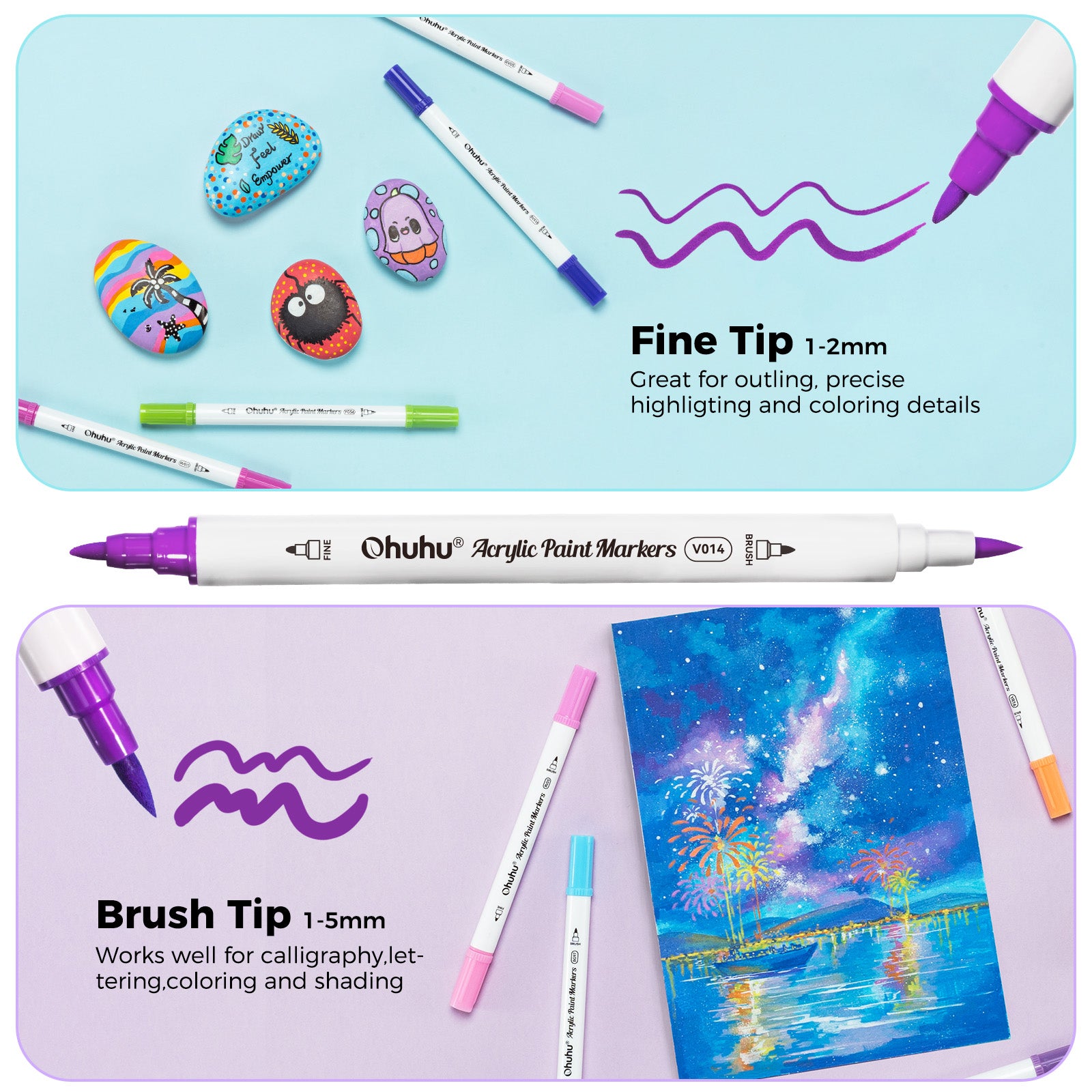 Ohuhu Acrylic Paint Markers Cotton-core 36 Colors - Akaka - Image 2