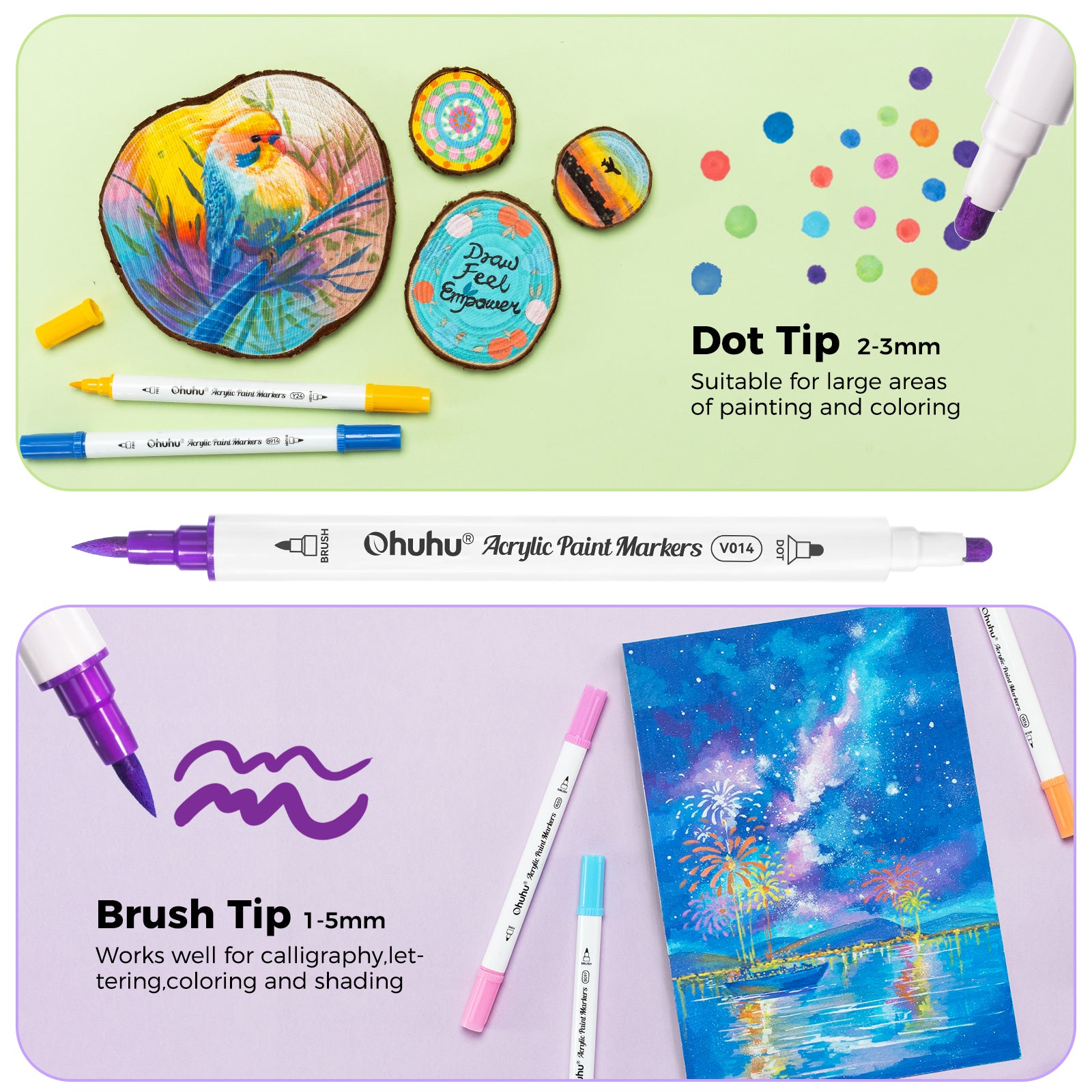 Ohuhu Acrylic Paint Markers Cotton-core 36 Colors - Akaka - Image 4