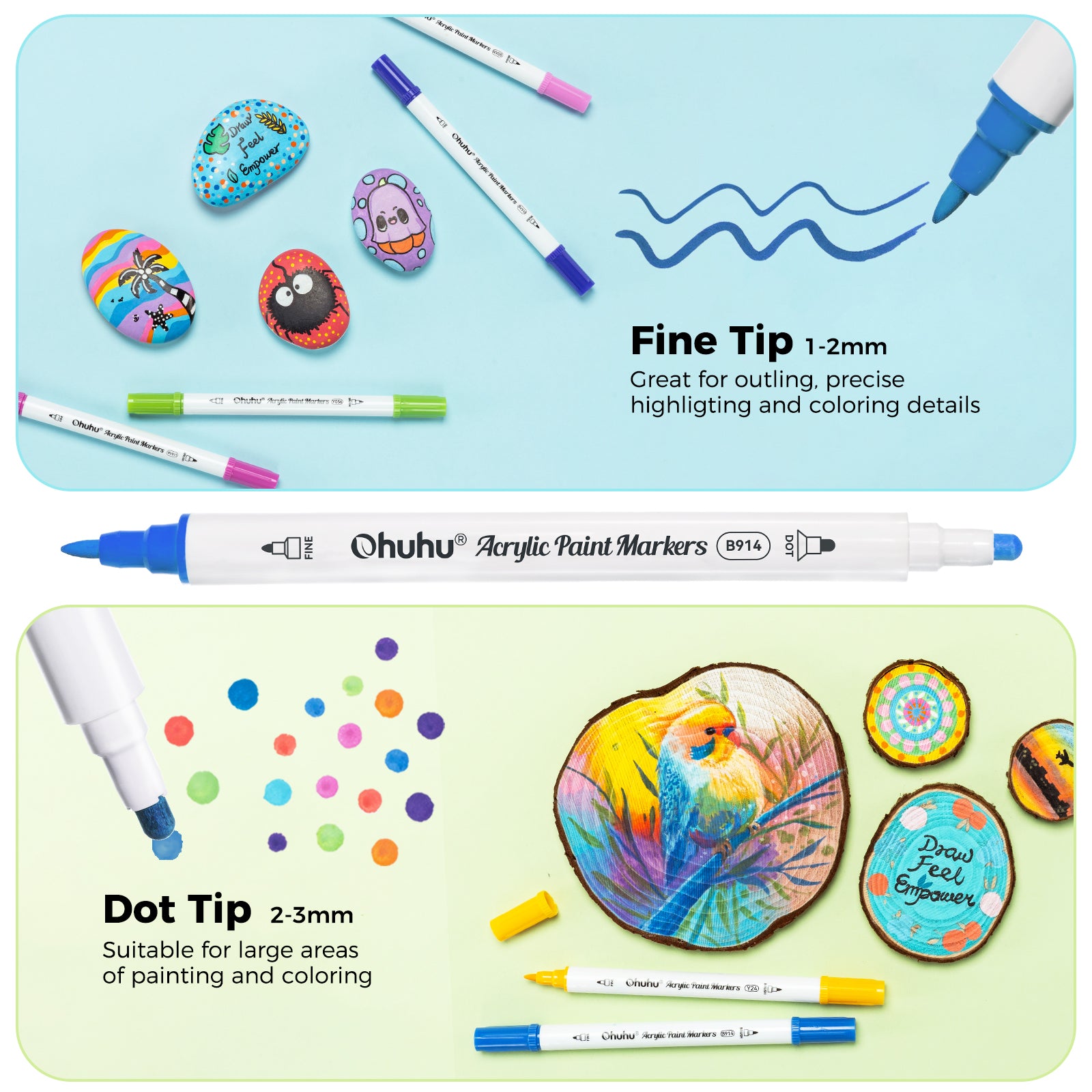 Ohuhu Acrylic Paint Markers Cotton-core 36 Colors - Akaka - Image 6
