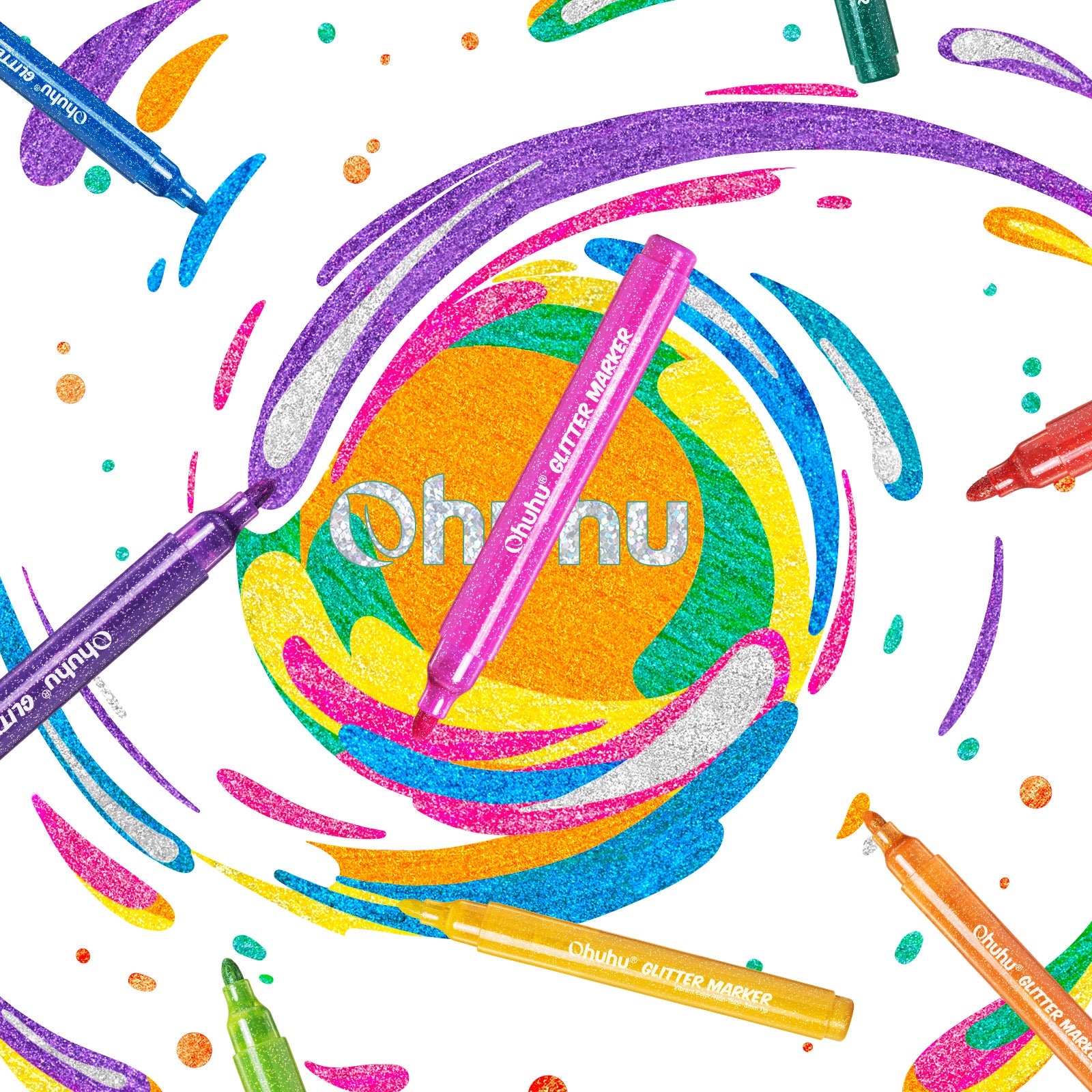 Ohuhu Water-Based Glitter Metallic Marker Pens. 12 Shimmer Colors - Image 16