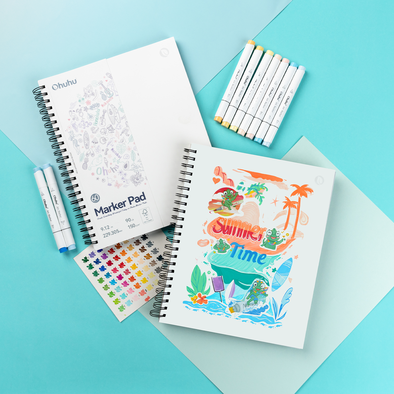 Ohuhu Bleedproof Double-Sided Marker Pad. Spiral-Bound - Image 19