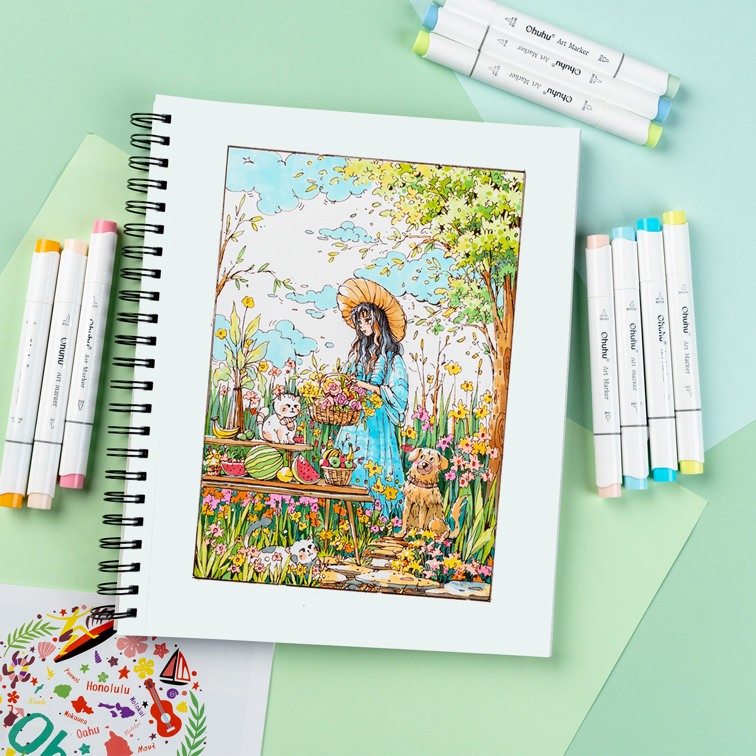 Ohuhu Bleedproof Double-Sided Marker Pad. Spiral-Bound - Image 22