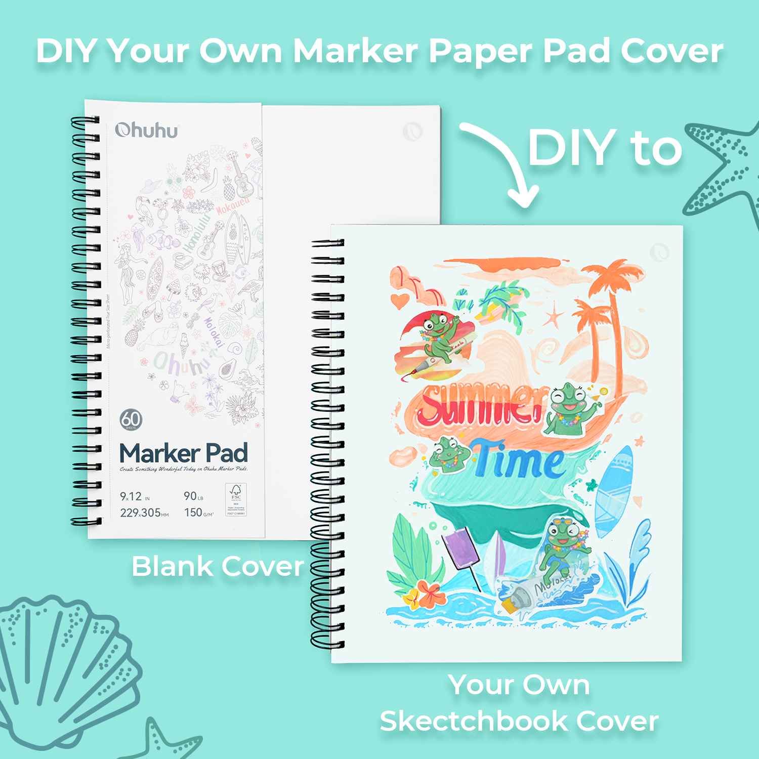 Ohuhu Bleedproof Double-Sided Marker Pad. Spiral-Bound - Image 28
