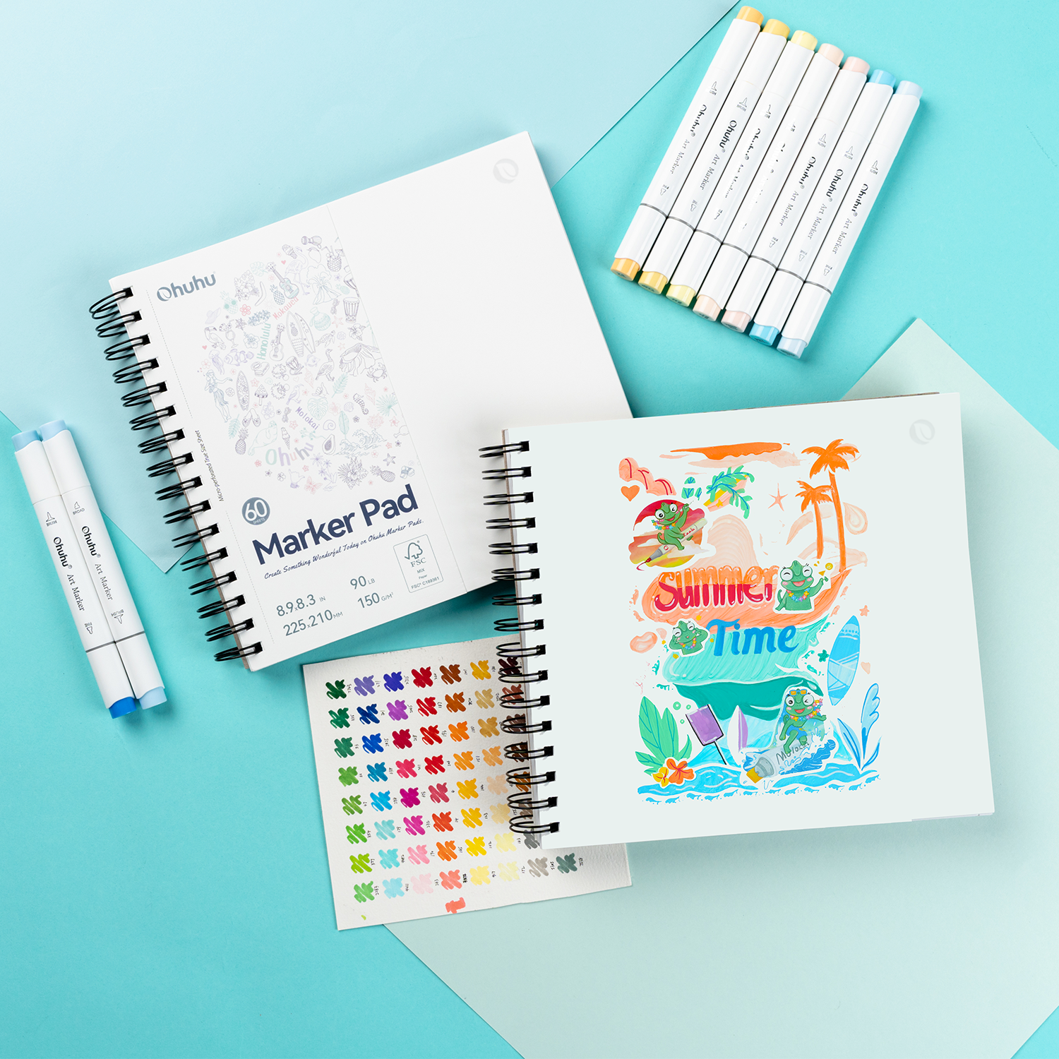 Ohuhu Bleedproof Double-Sided Marker Pad. Spiral-Bound - Image 20