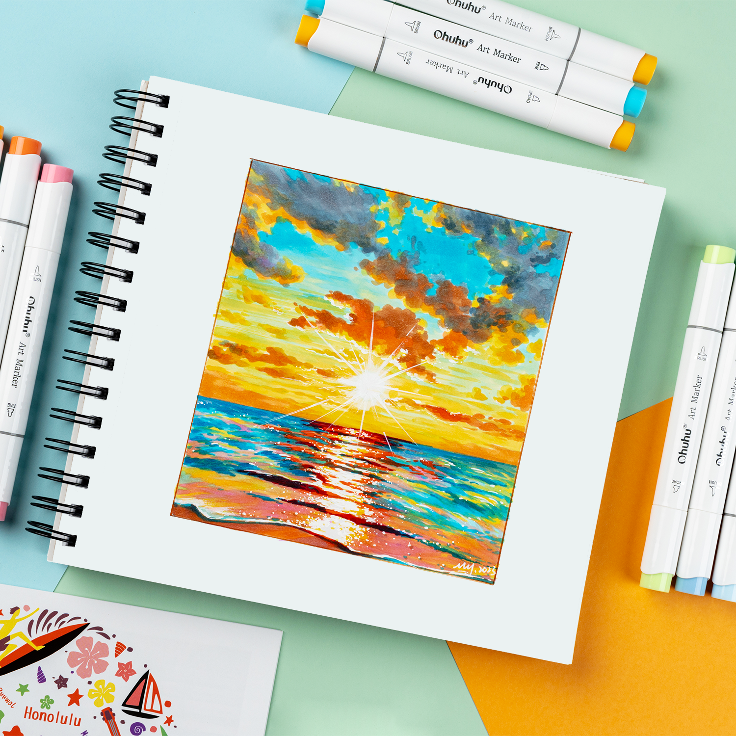 Ohuhu Bleedproof Double-Sided Marker Pad. Spiral-Bound - Image 23
