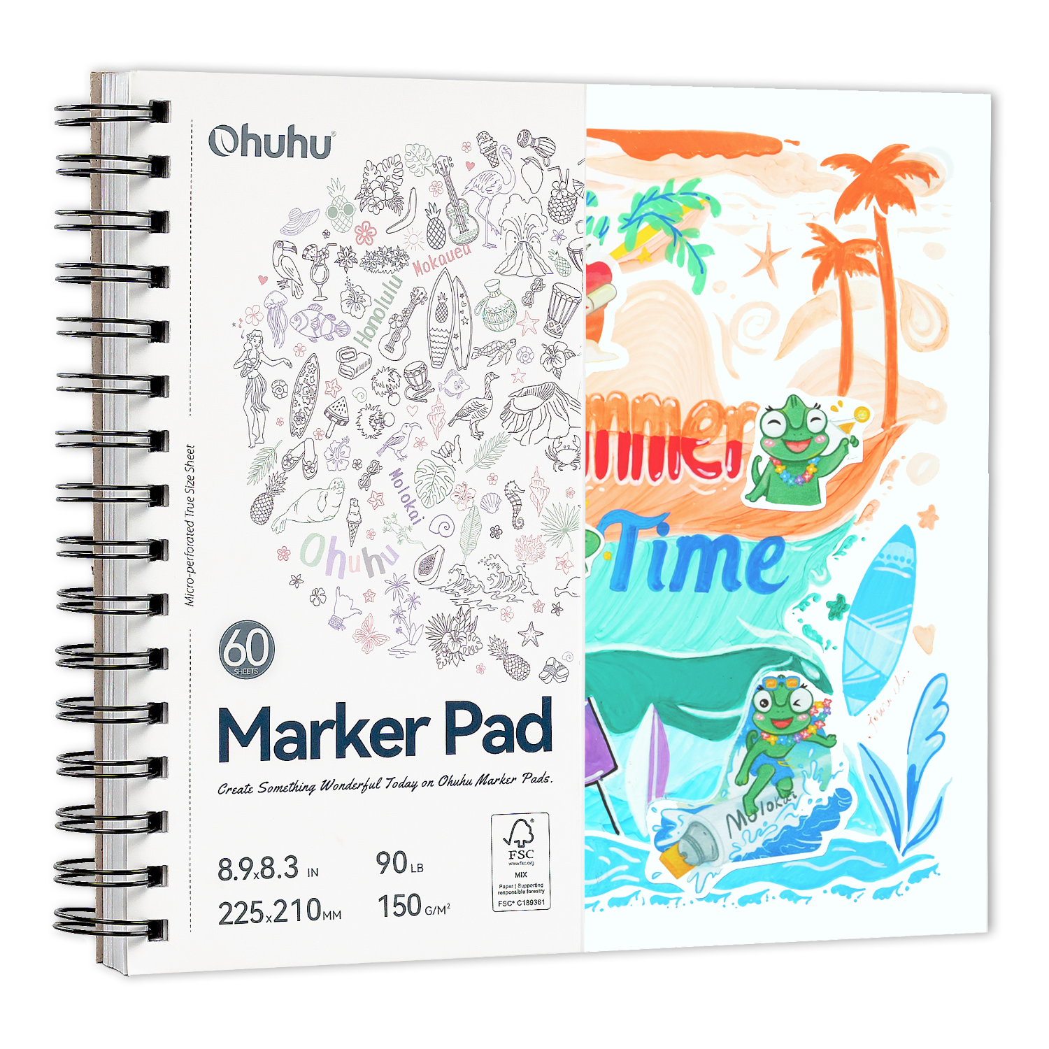 Ohuhu Bleedproof Double-Sided Marker Pad. Spiral-Bound - Image 10